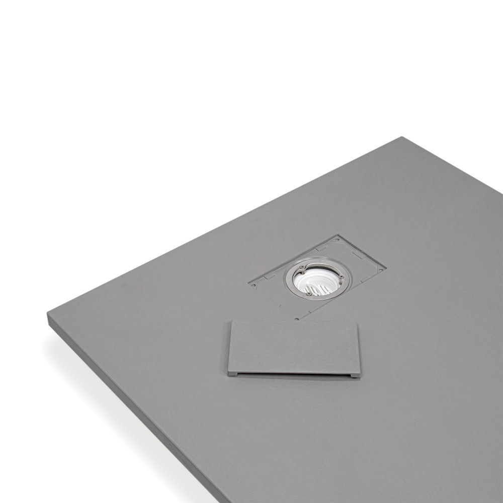 SMC Duschwanne Boreal in Stein-Optik inkl. Ablaufgarnitur - Grau SMC Shower Tray Boreal in Stone Look with Drain Assembly - Grey