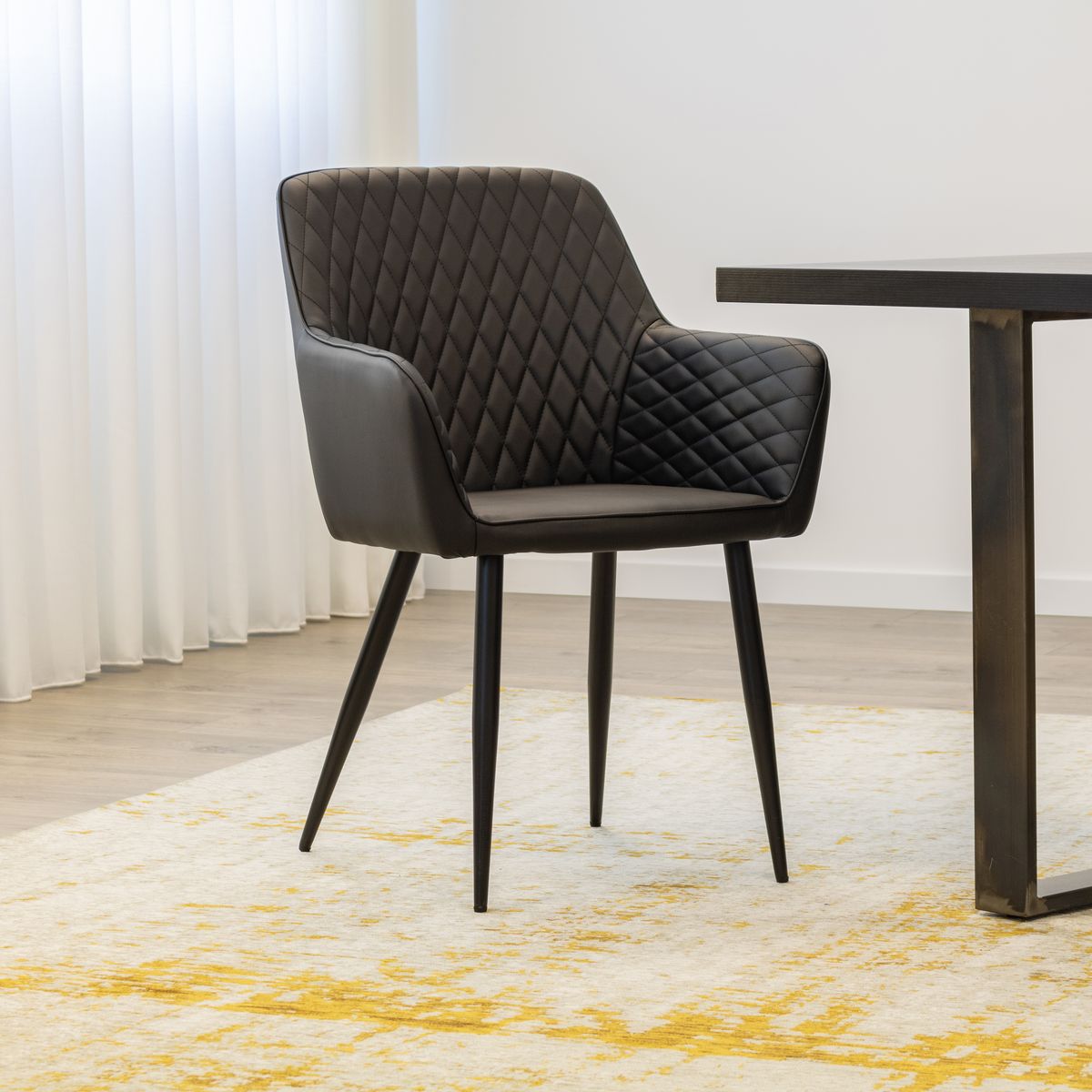 Esszimmerstuhl Wohnzimmerstuhl Watson Schwarz aus Textilleder