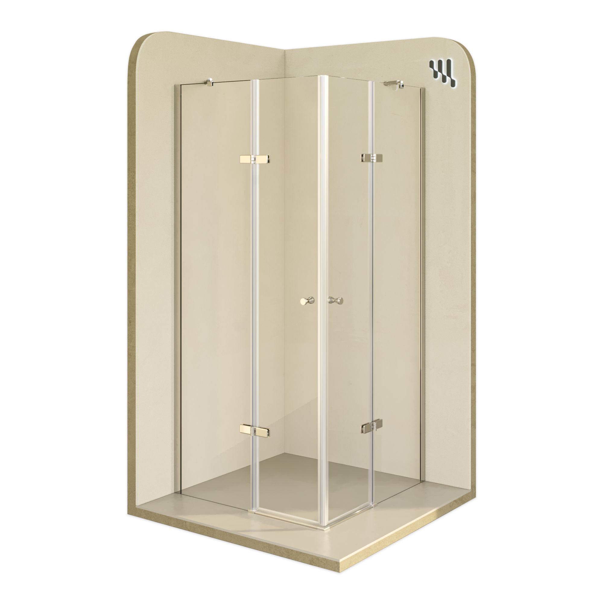 Corner Entry Alice with Folding Doors made of ESG Safety Glass Corner Entry Alice with Folding Doors made of ESG Safety Glass