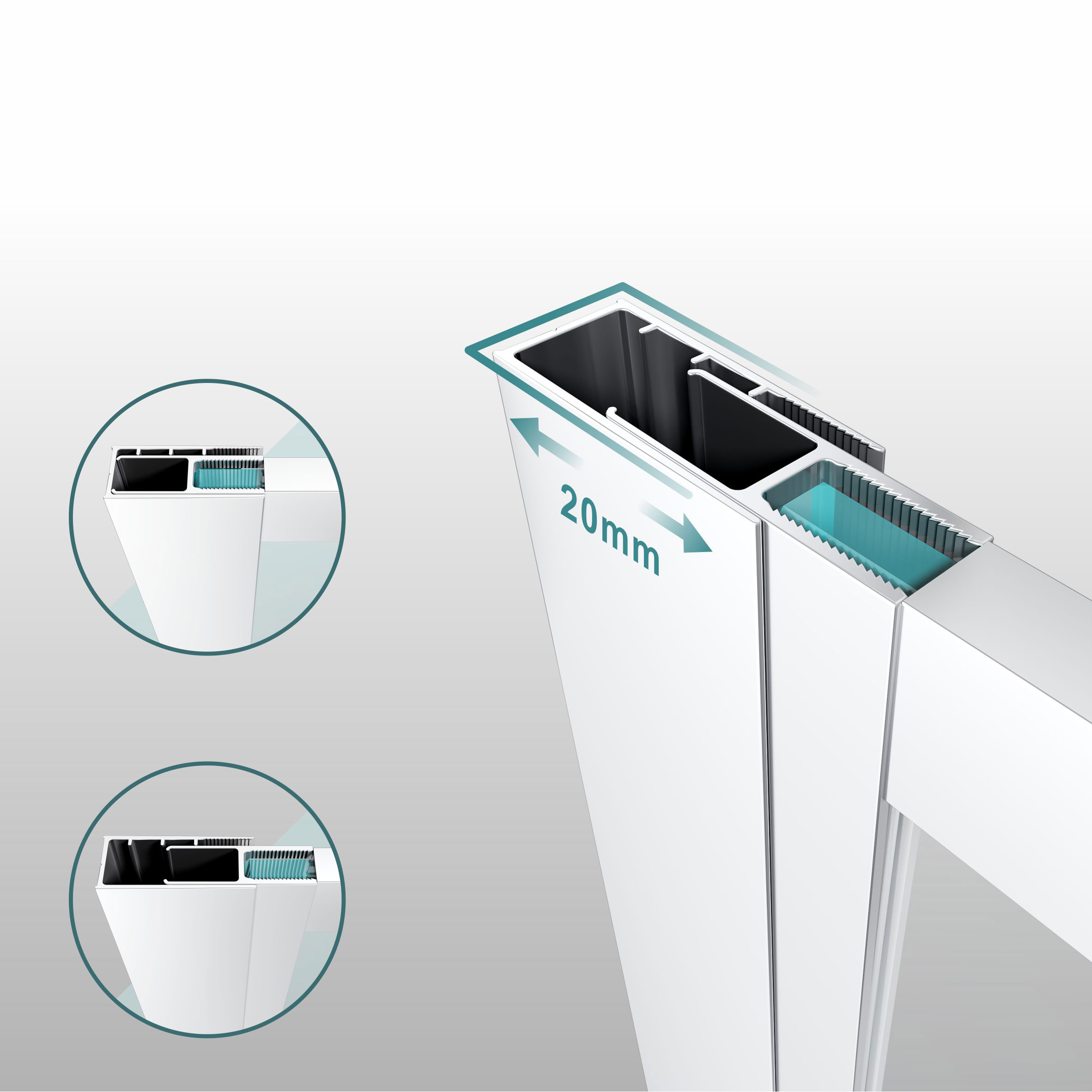 Walk In Dusche Gianna-R WHITE aus 8 mm starkem durchsichtigem ESG Sicherheitsglas