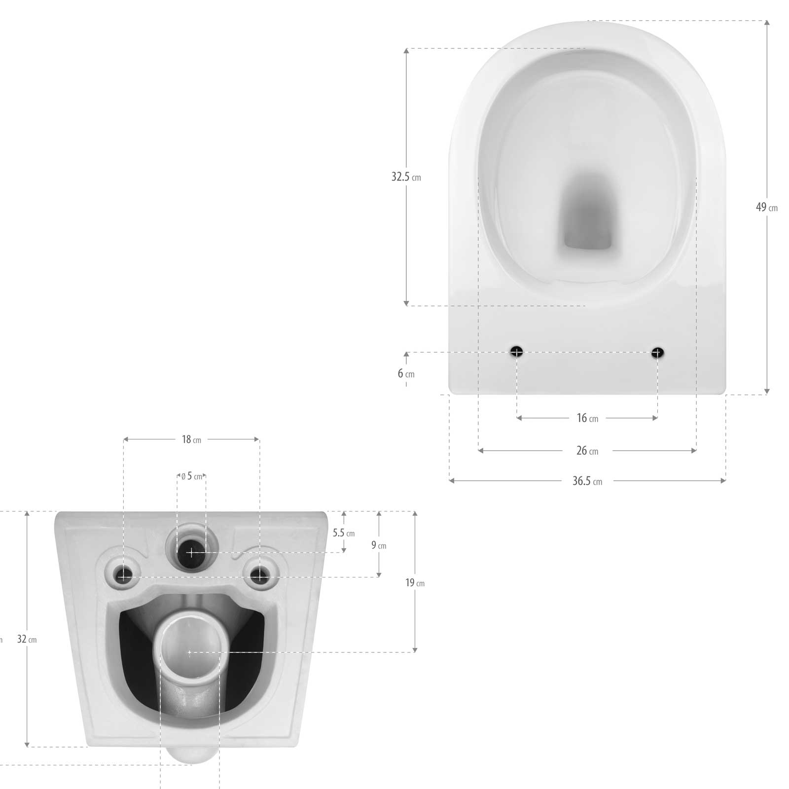 Toilette Hänge WC inkl. WC Sitz mit Absenkautomatik SOFTCLOSE + abnehmbar Carapelle M