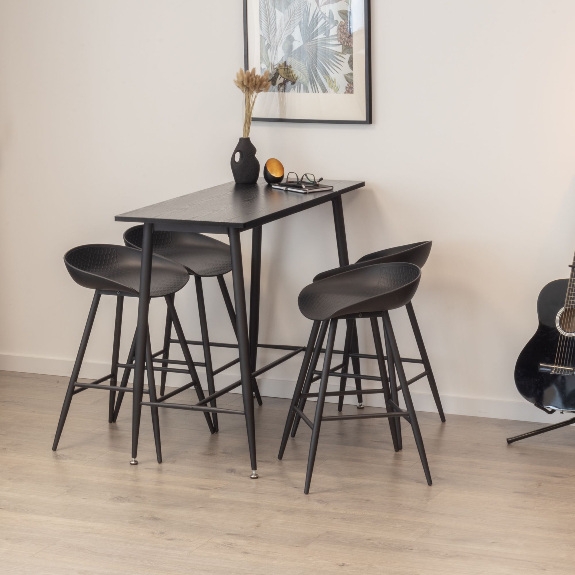 Set Tisch Edward + 4 Stühle Pollok Schwarz Set Tisch Edward + 4 Stühle Pollok Schwarz