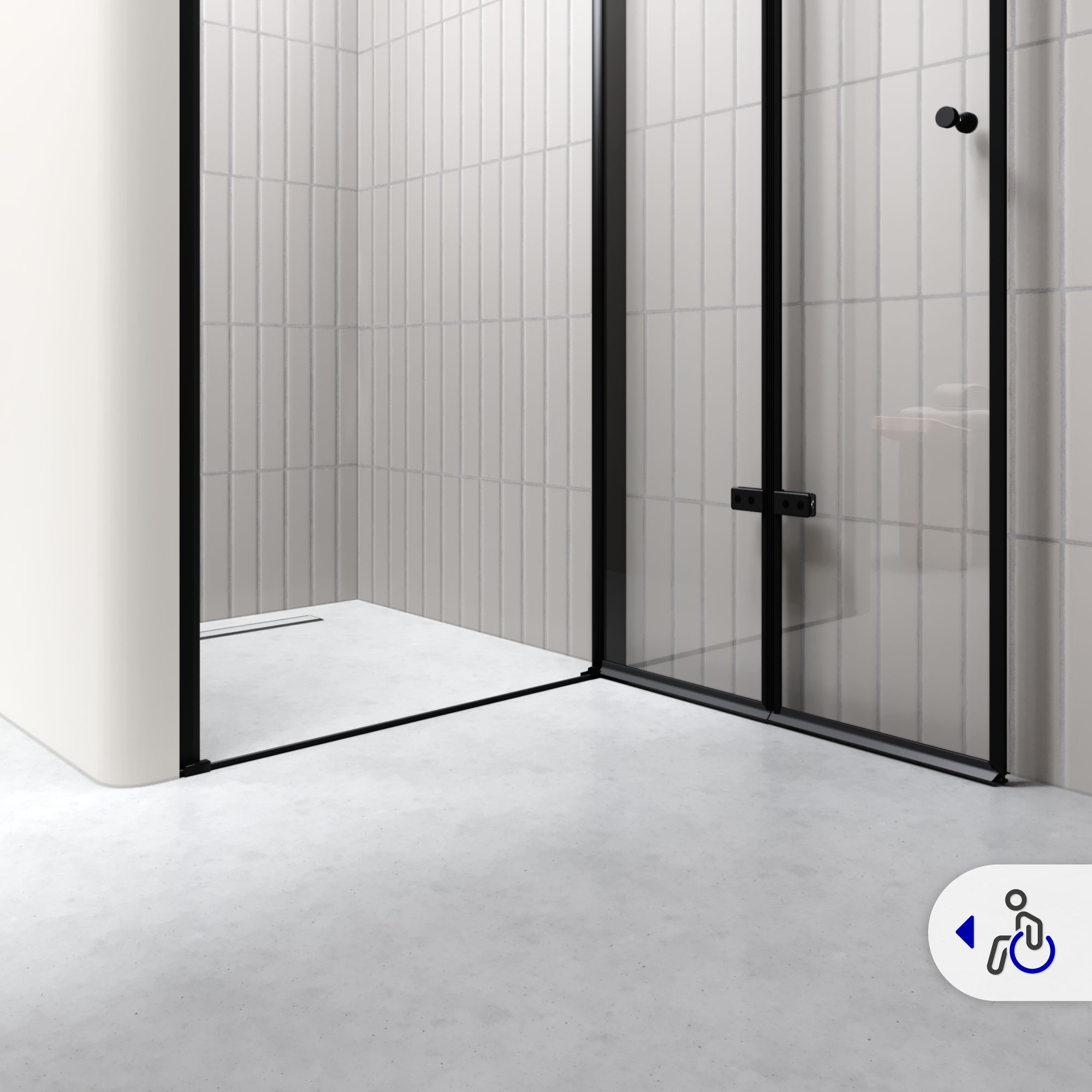 Duschtür Mila mit Falttür aus klarem ESG Sicherheitsglas BLACK EDITION Duschtür Mila mit Falttür aus klarem ESG Sicherheitsglas BLACK EDITION