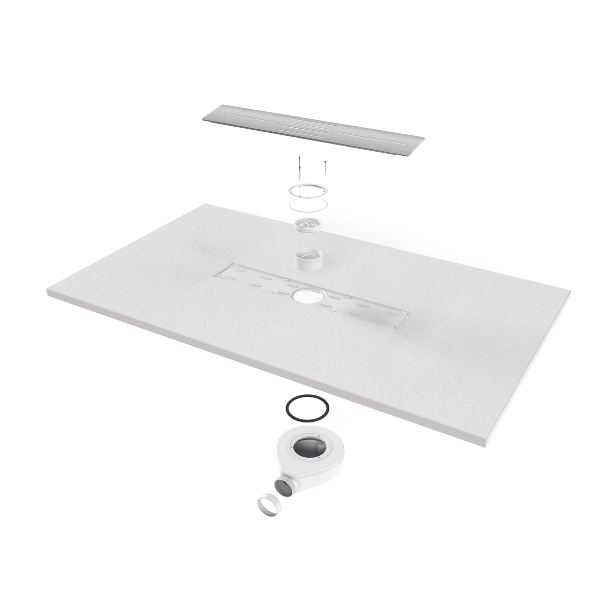 SMC Shower Tray Lumia in Slate Finish with White Waste Set