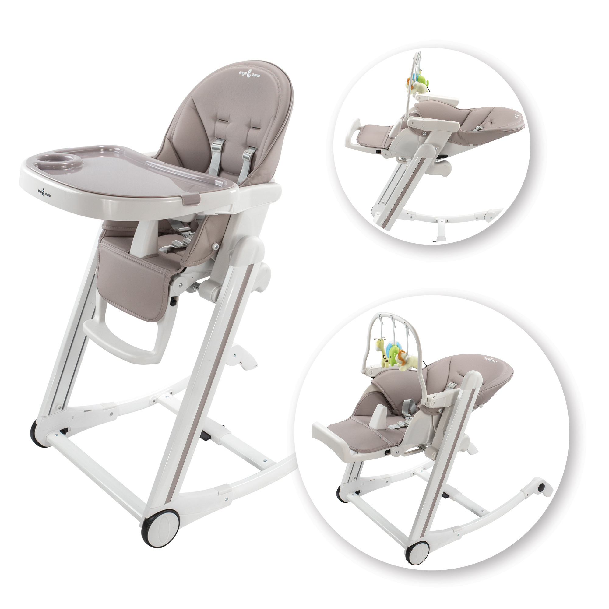 Child High Chair ADELLE Adjustable and Foldable with Play Arch