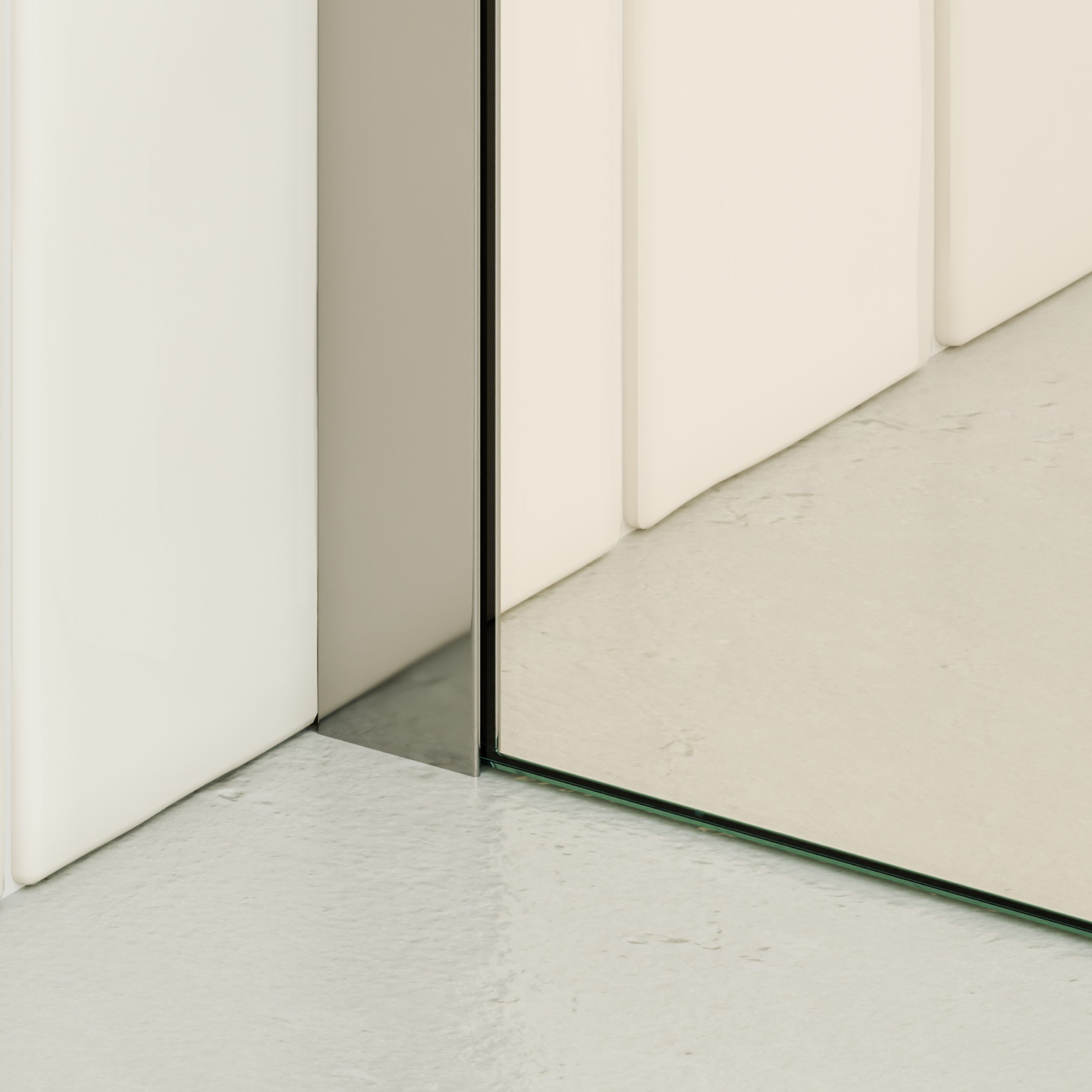 FIONA – Walk In Dusche aus 10 mm klarem ESG Sicherheitsglas mit Spritzschutz