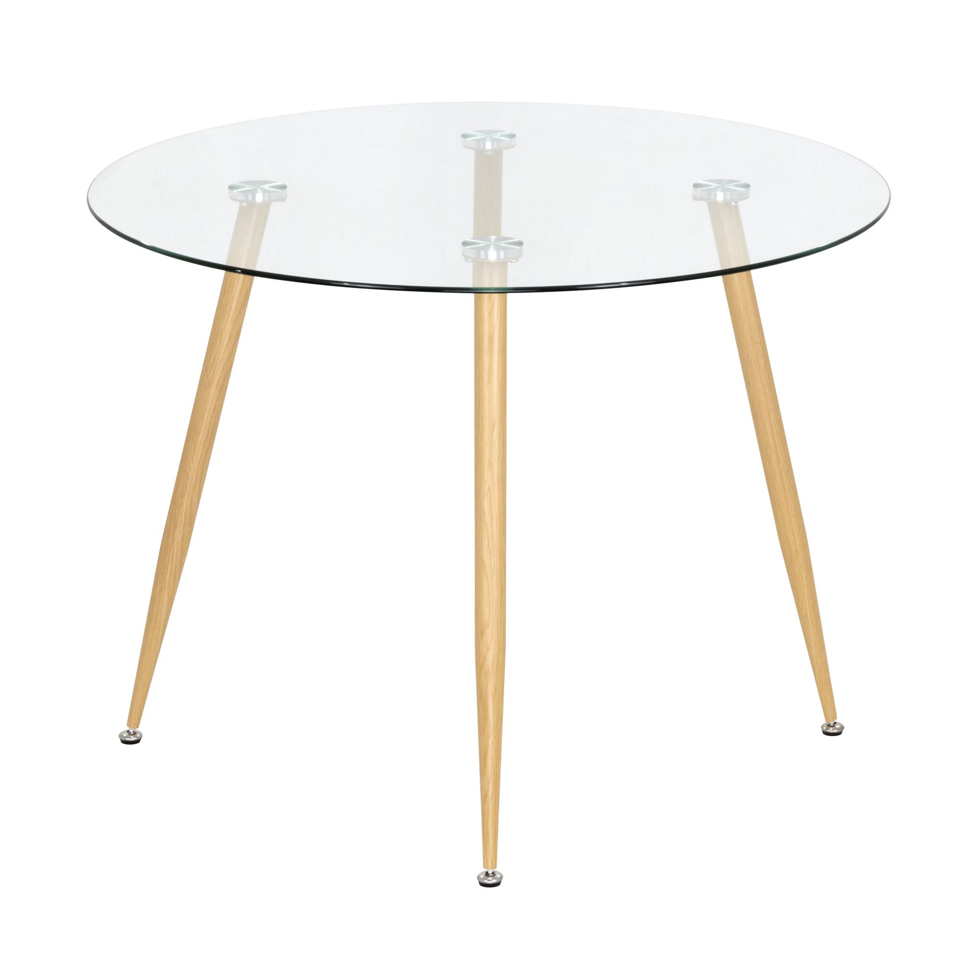 Esszimmer-Tisch CORIN | Tischplatte: Transparentes Glas | Beine: Holz Esszimmer-Tisch CORIN | Tischplatte: Transparentes Glas | Beine: Holz 80 cm