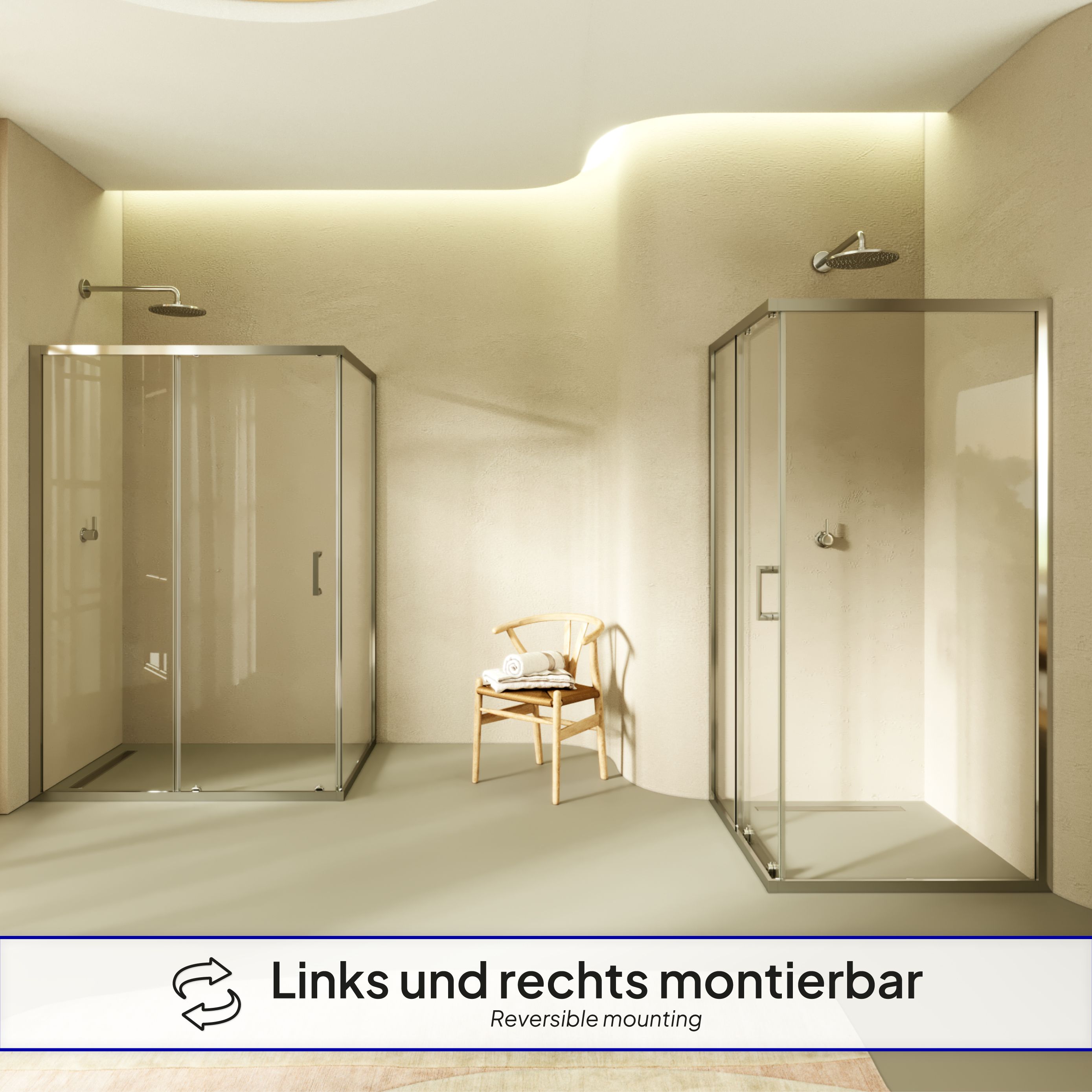 Front-entry Dora with sliding door made of ESG safety glass