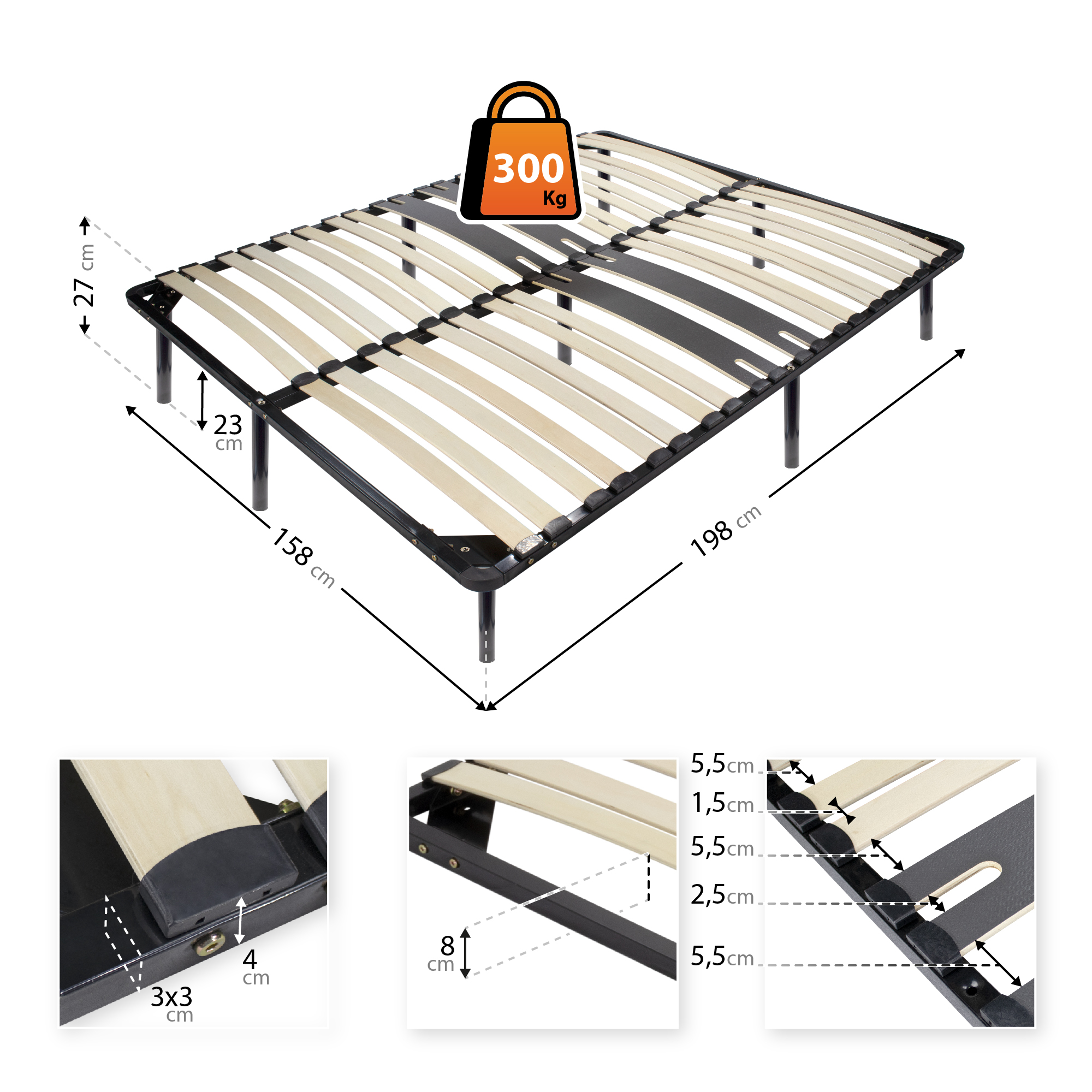 Ergo IF28 Guest Bed on Legs with Storage - Suitable for All Mattresses and Beds