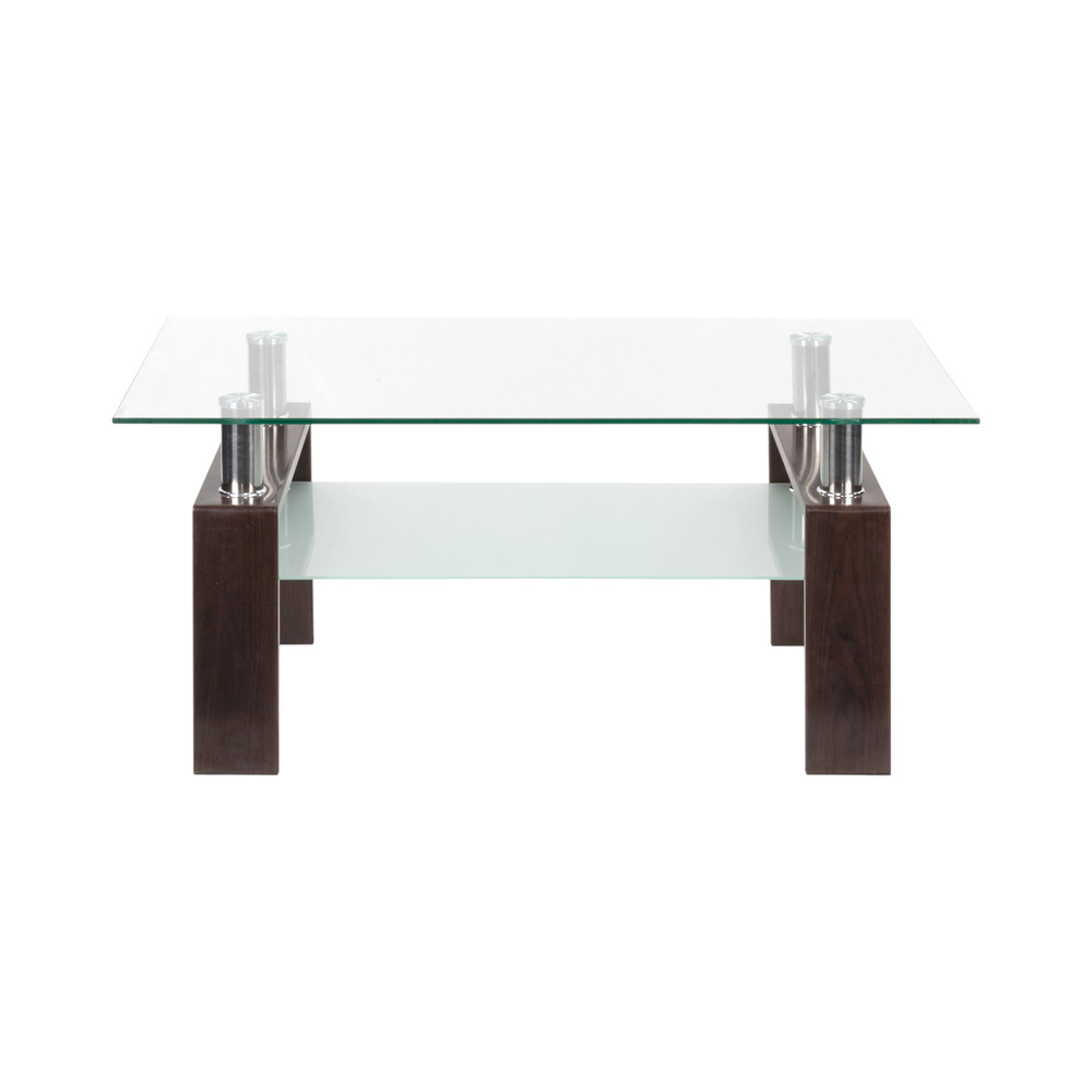 Couchtisch PORTER aus Glas/Metall mit Holz in Walnussfarbe