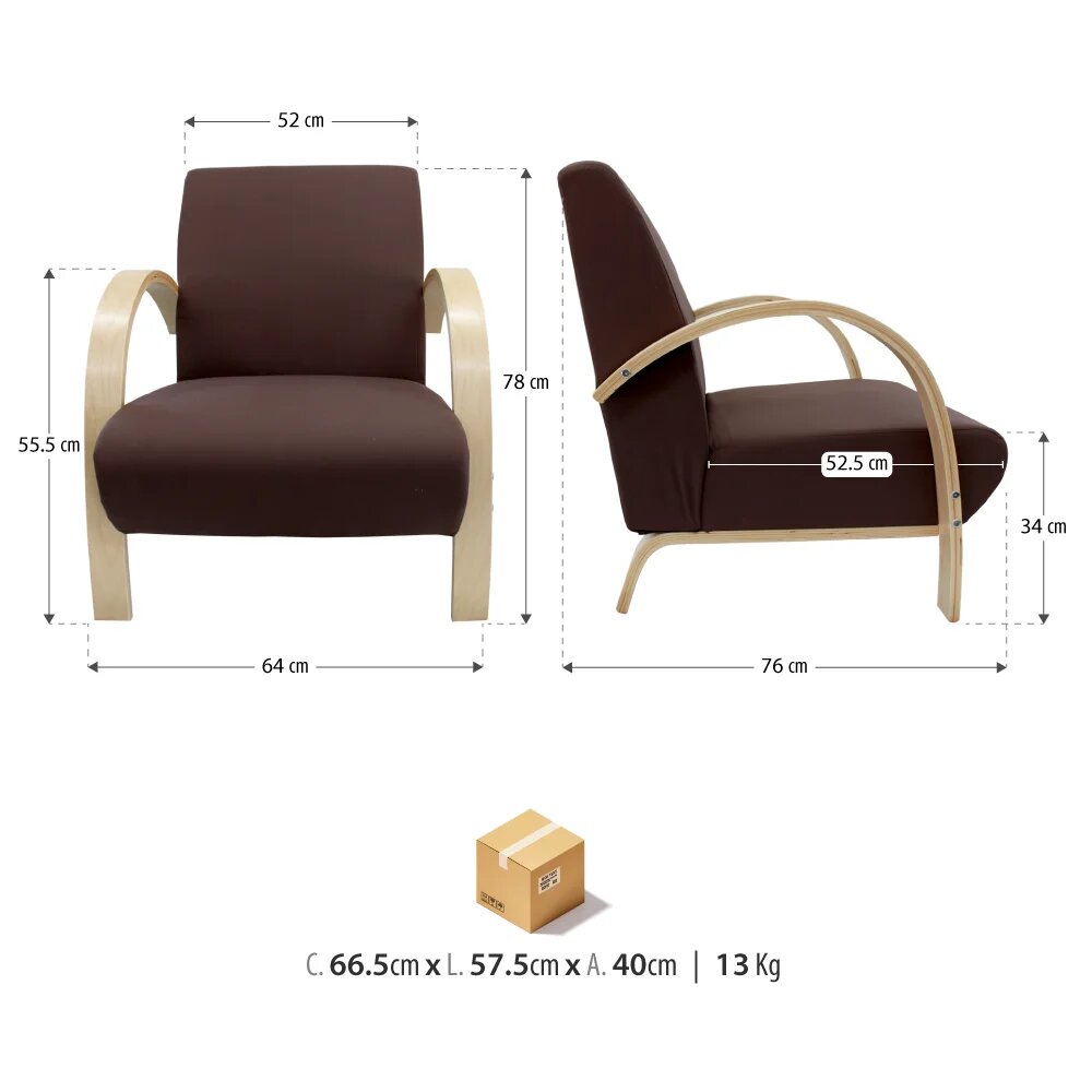 Polstersessel Lounge Sessel mit hochwertigem gepolsterten Stoffbezug - Dunkelbraun Polstersessel Lounge Sessel mit hochwertigem gepolsterten Stoffbezug - Dunkelbraun