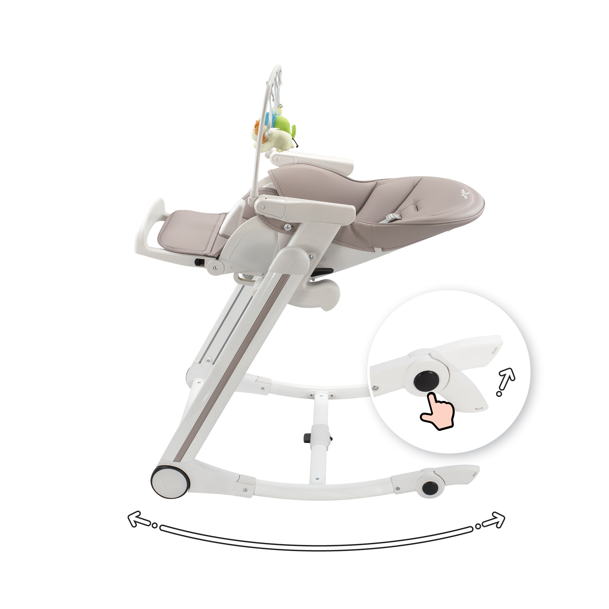 Kinderhochstuhl ADELLE Verstellbar und Klappbar inkl. Spielebogen Weiß-Grau