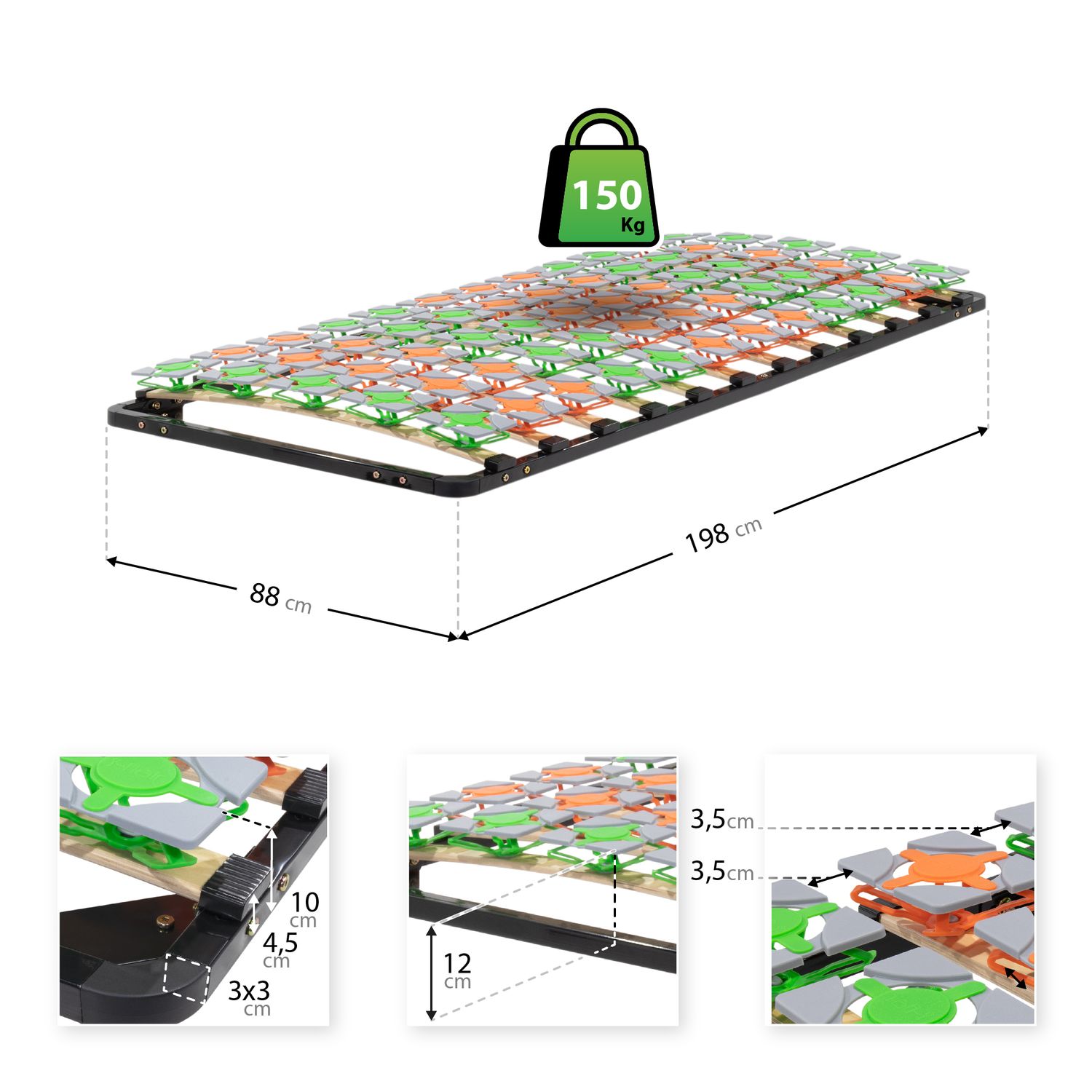 Teller Lattenrost FLOWER Ergo IF57 - Suitable for All Mattress Types