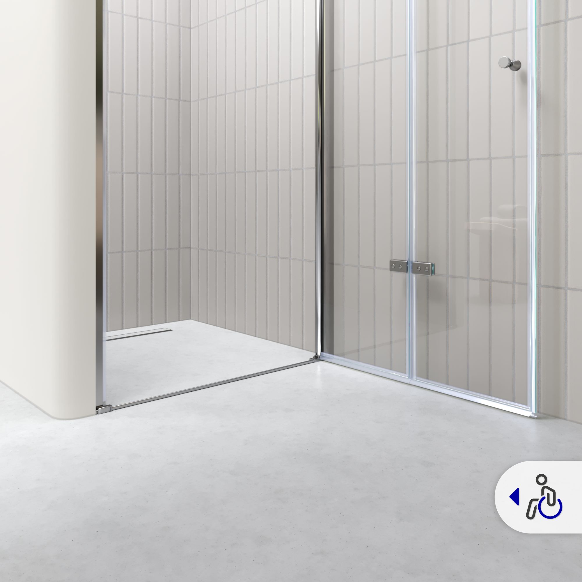 Duschtür Mila mit Falttür aus klarem ESG Sicherheitsglas Duschtür Mila mit Falttür aus klarem ESG Sicherheitsglas