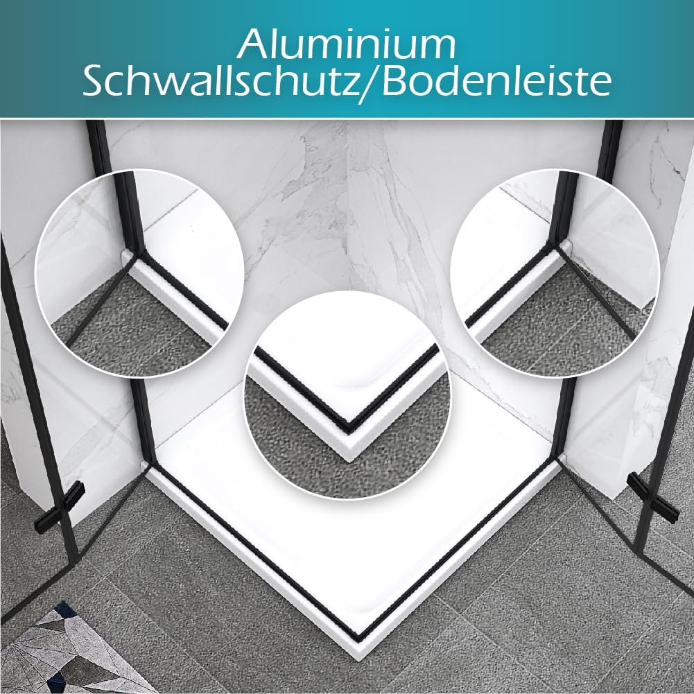 Corner Entry Matilde with Folding Doors made of ESG Safety Glass Matilde – Corner Entry BLACK with Folding Doors made of ESG Safety Glass