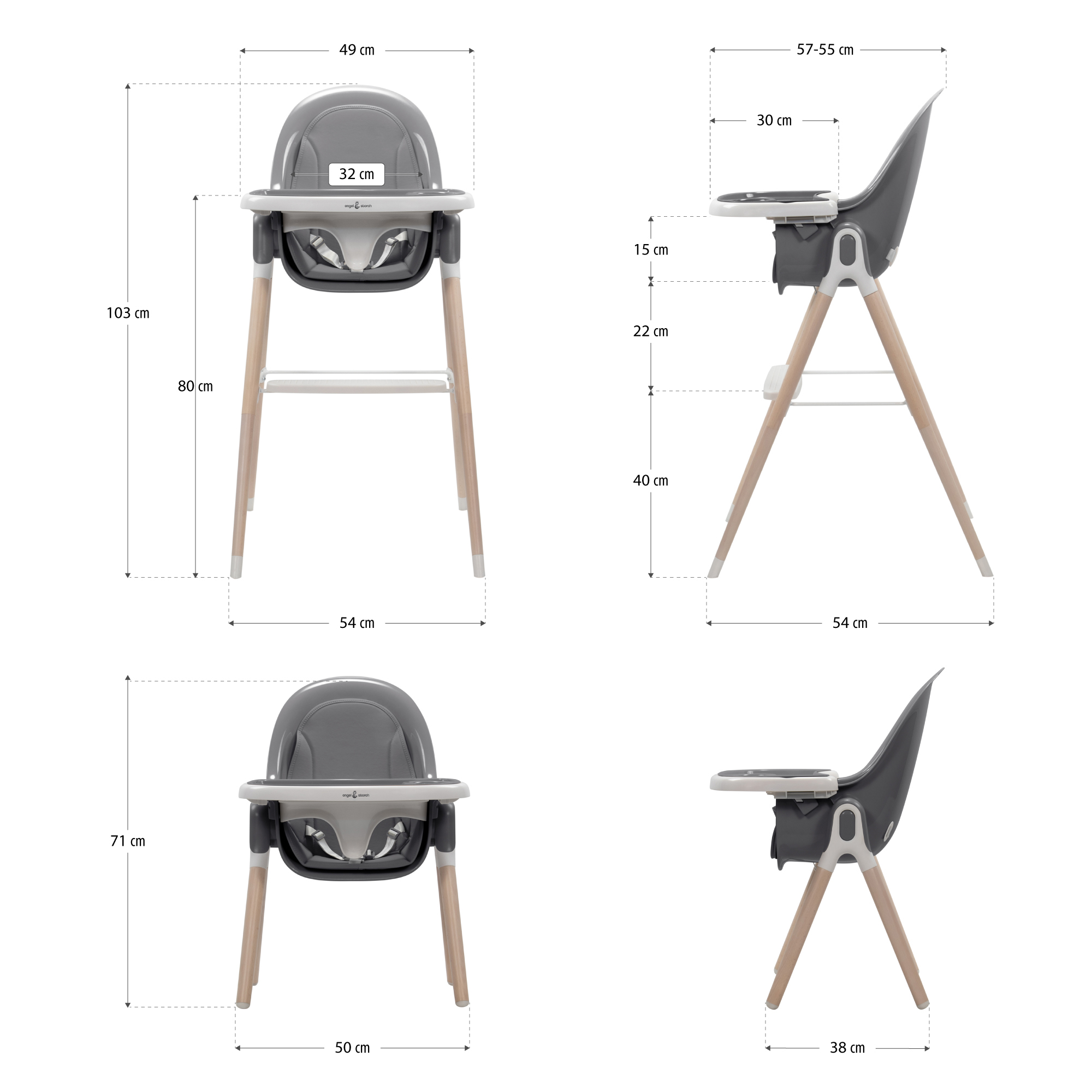 Kinderhochstuhl ARTO Kinderstuhl mit Esstablett und Stuhl Dunkelgrau Kinderhochstuhl ARTO Kinderstuhl mit Esstablett und Stuhl Dunkelgrau