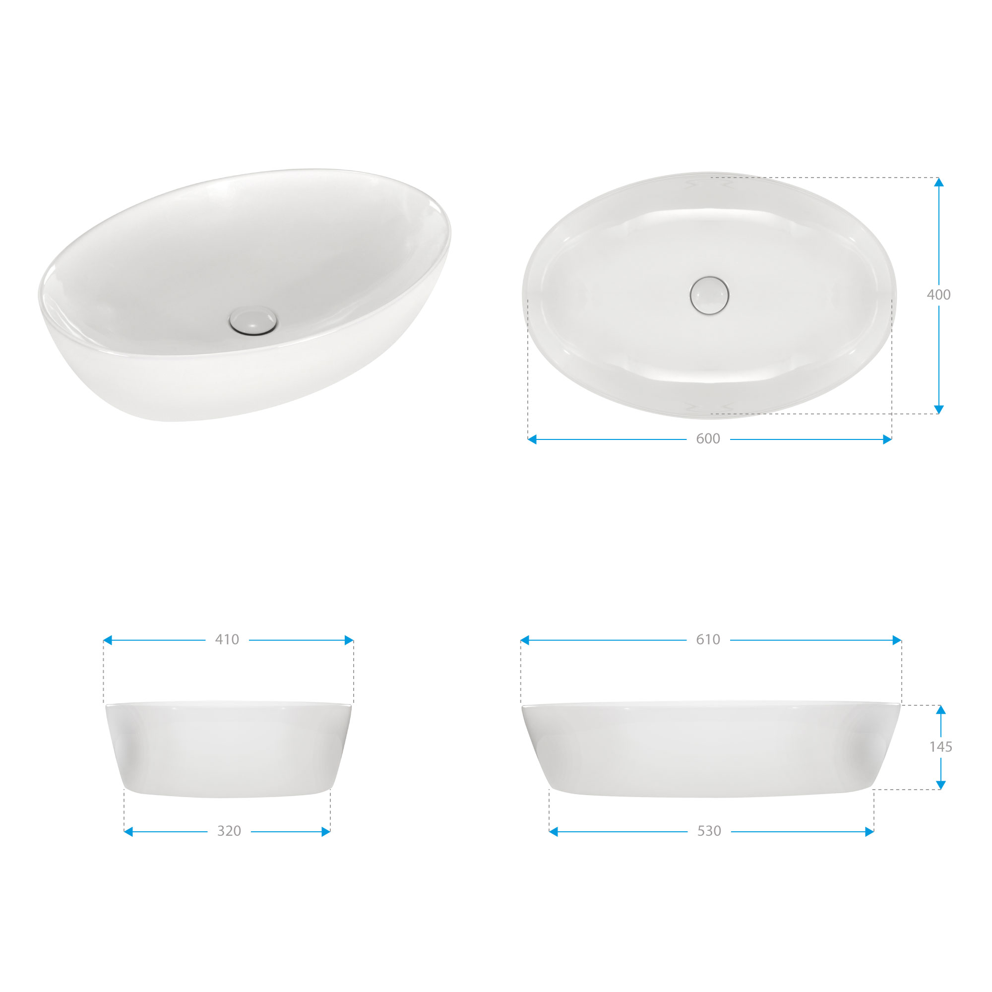 Design Keramik Waschbecken Bacchiglione in Weiß