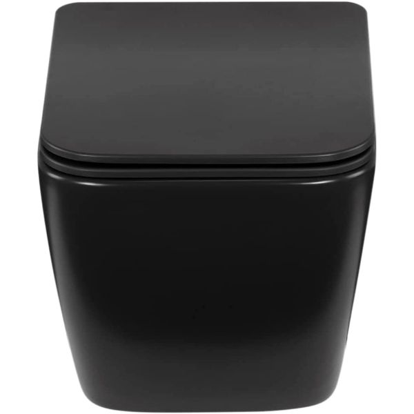 Toilette Hänge WC Spülrandlos inkl. WC Sitz mit Absenkautomatik SOFTCLOSE + abnehmbar Cube Schwarz MATT