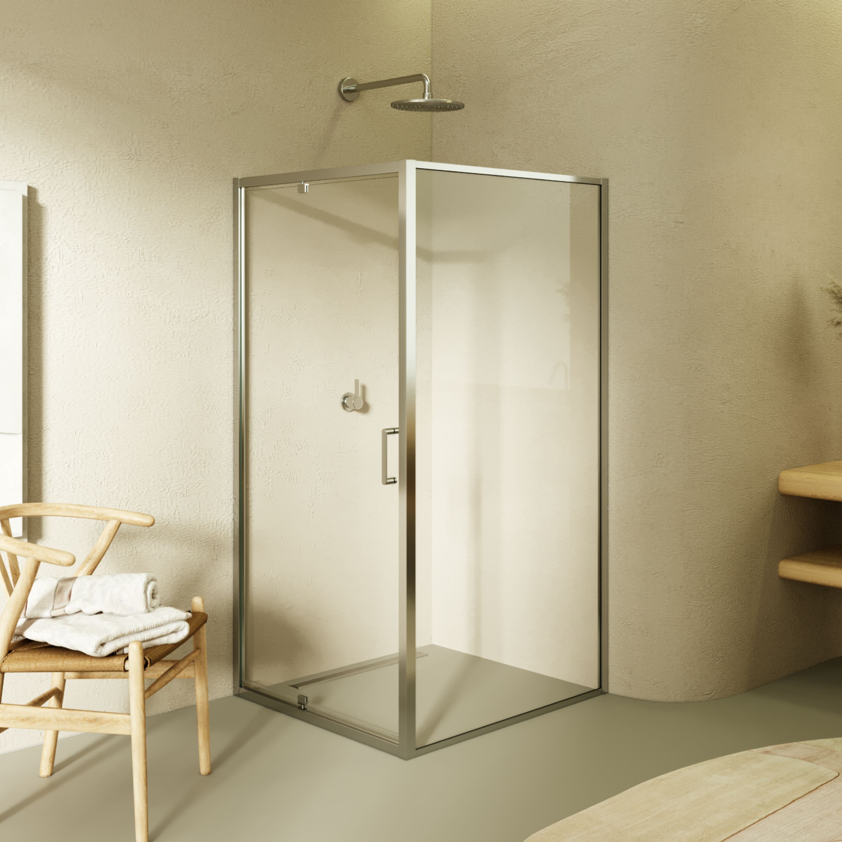 Front-entry Isadora with folding door made of ESG safety glass