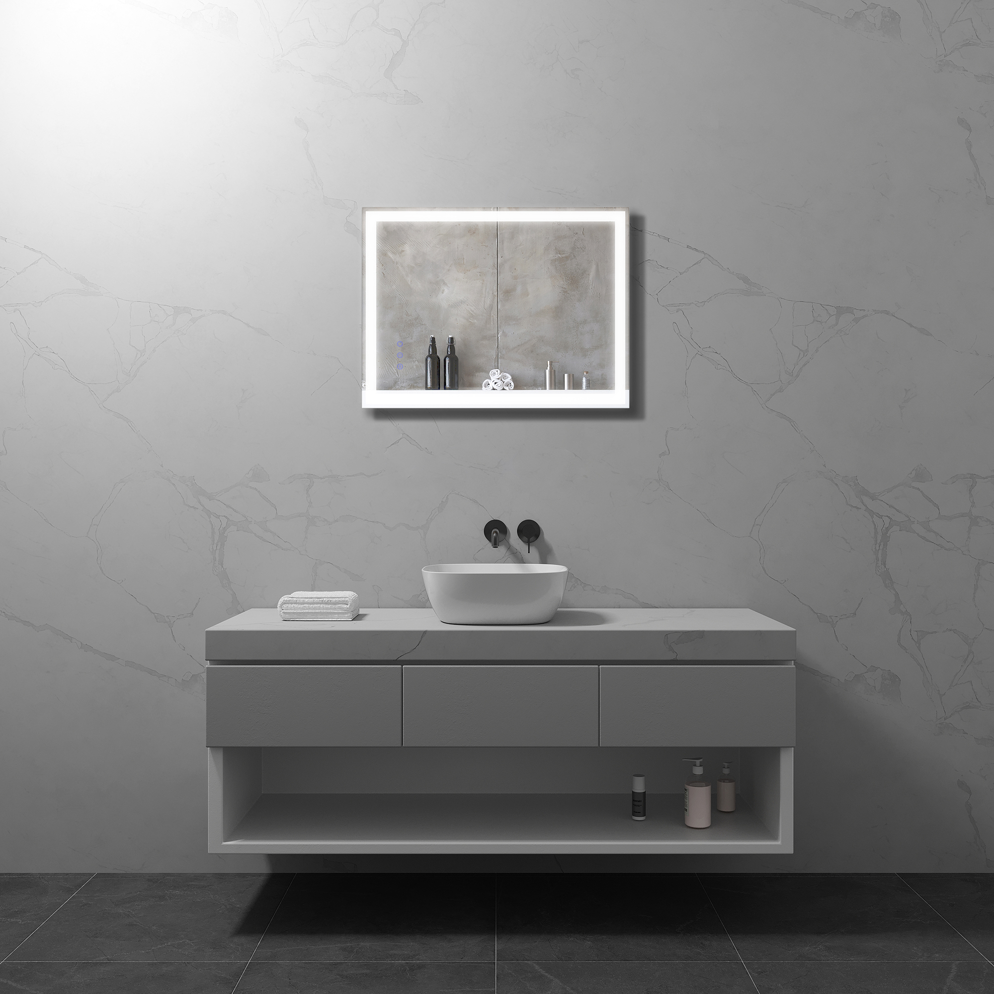 LED Badezimmer Spiegel Cadre mit dimmbarer Beleuchtung, Antibeschlag-Funktion und Farbwechsel LED Badezimmer Spiegel Cadre mit dimmbarer Beleuchtung, Antibeschlag-Funktion und Farbwechsel