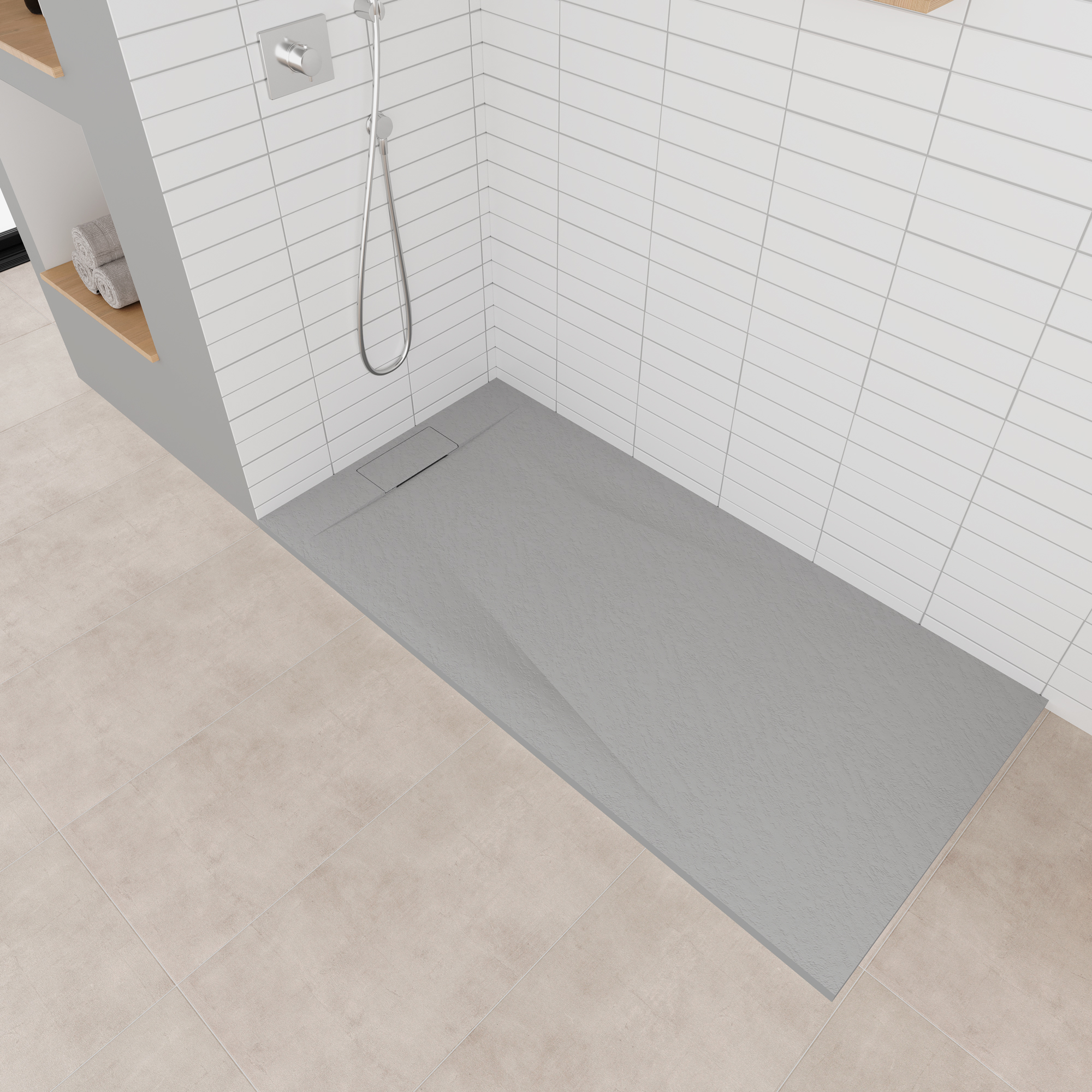 SMC Duschwanne Polar in Stein-Optik inkl. Ablaufgarnitur - Grau SMC Shower Tray Polar in Stone Look with Drain Assembly - Gray