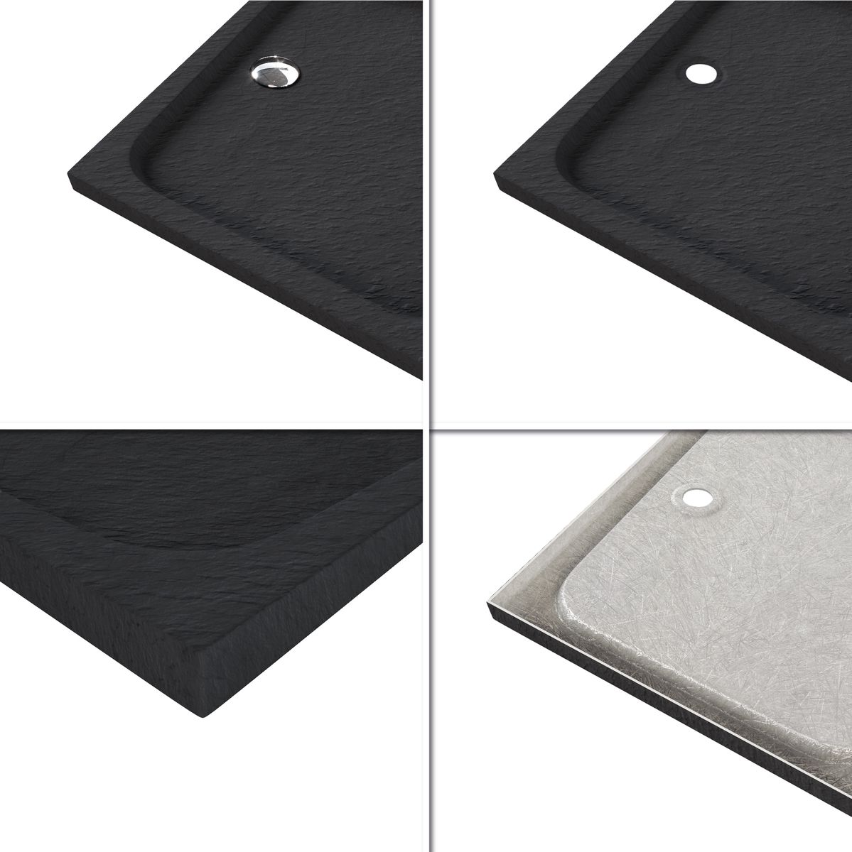 Duschwanne Shimmer STONE aus Sanitäracryl inkl. Ablaufgarnitur - Schwarz 100x100 cm Duschwanne Shimmer STONE aus Sanitäracryl inkl. Ablaufgarnitur - Schwarz 95x95 cm