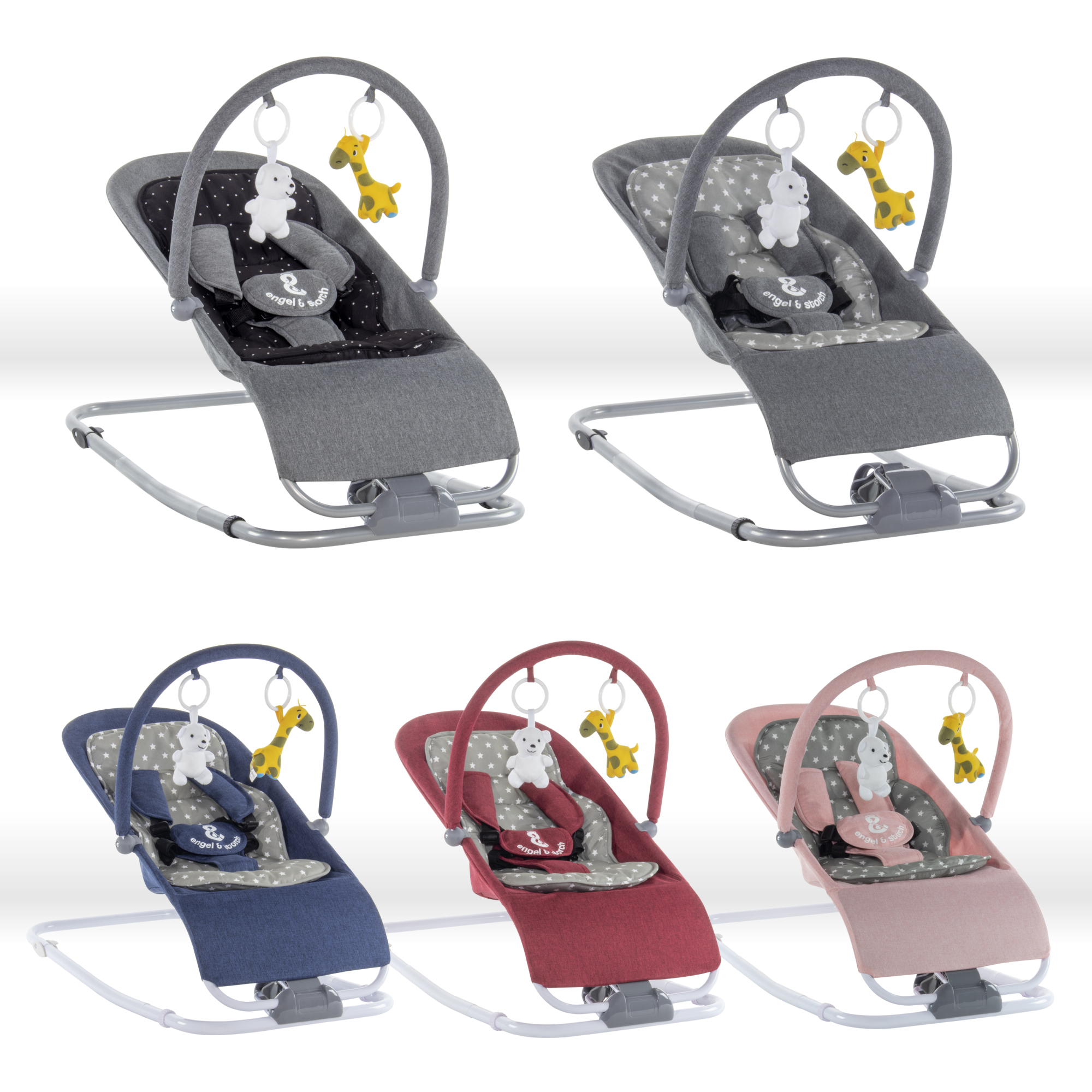 VIENO Baby bouncer with removable cover and play arch