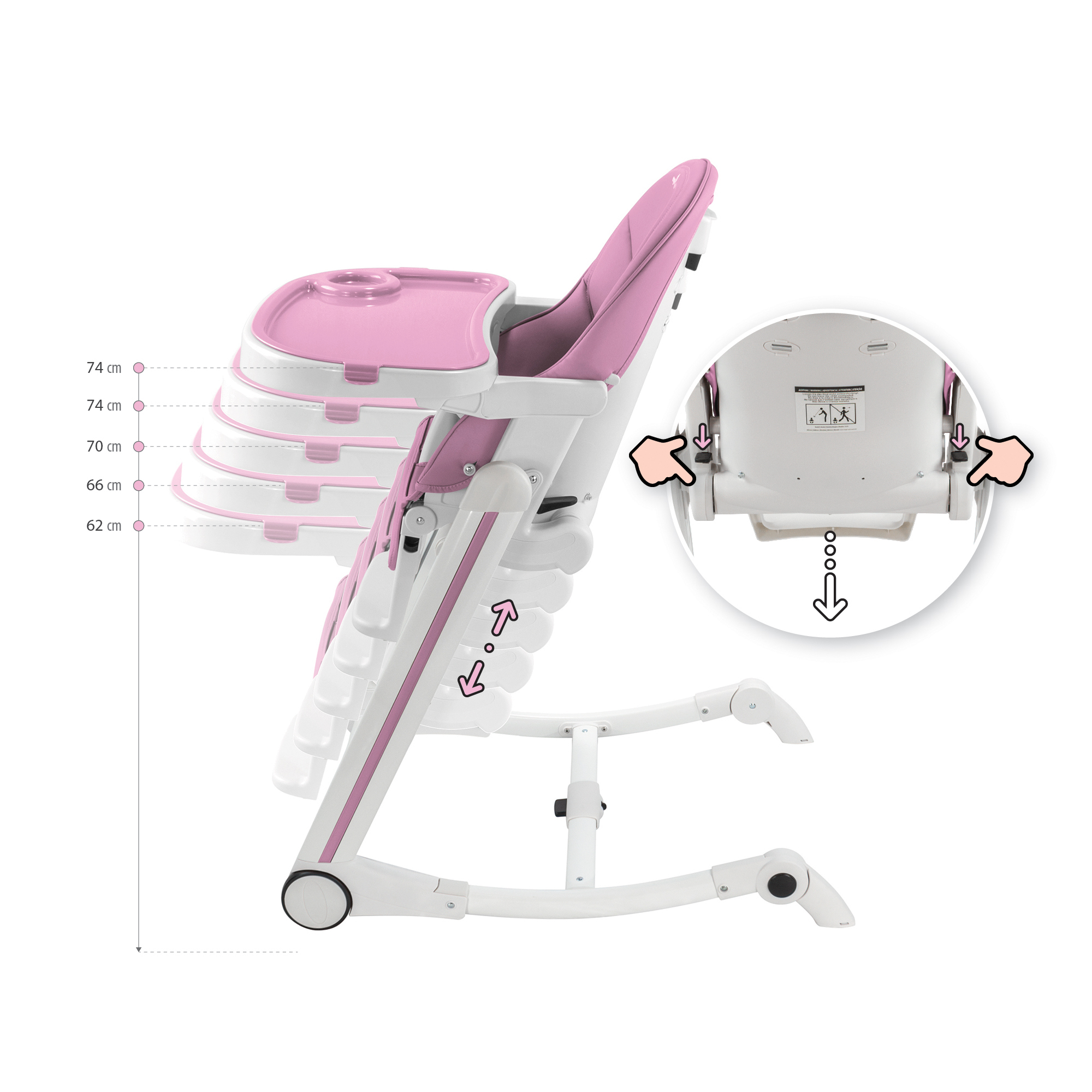 ADELLE – Child High Chair Adjustable and Foldable with Play Arch
