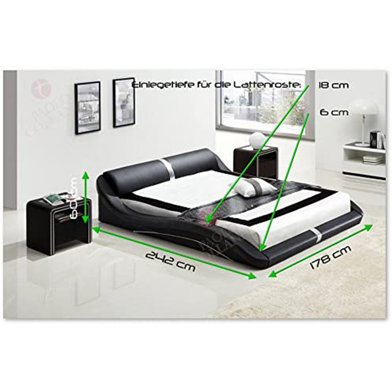 Design Polsterbett Paola in Schwarz 140x200 cm Design Polsterbett Paola in Schwarz 140x200 cm