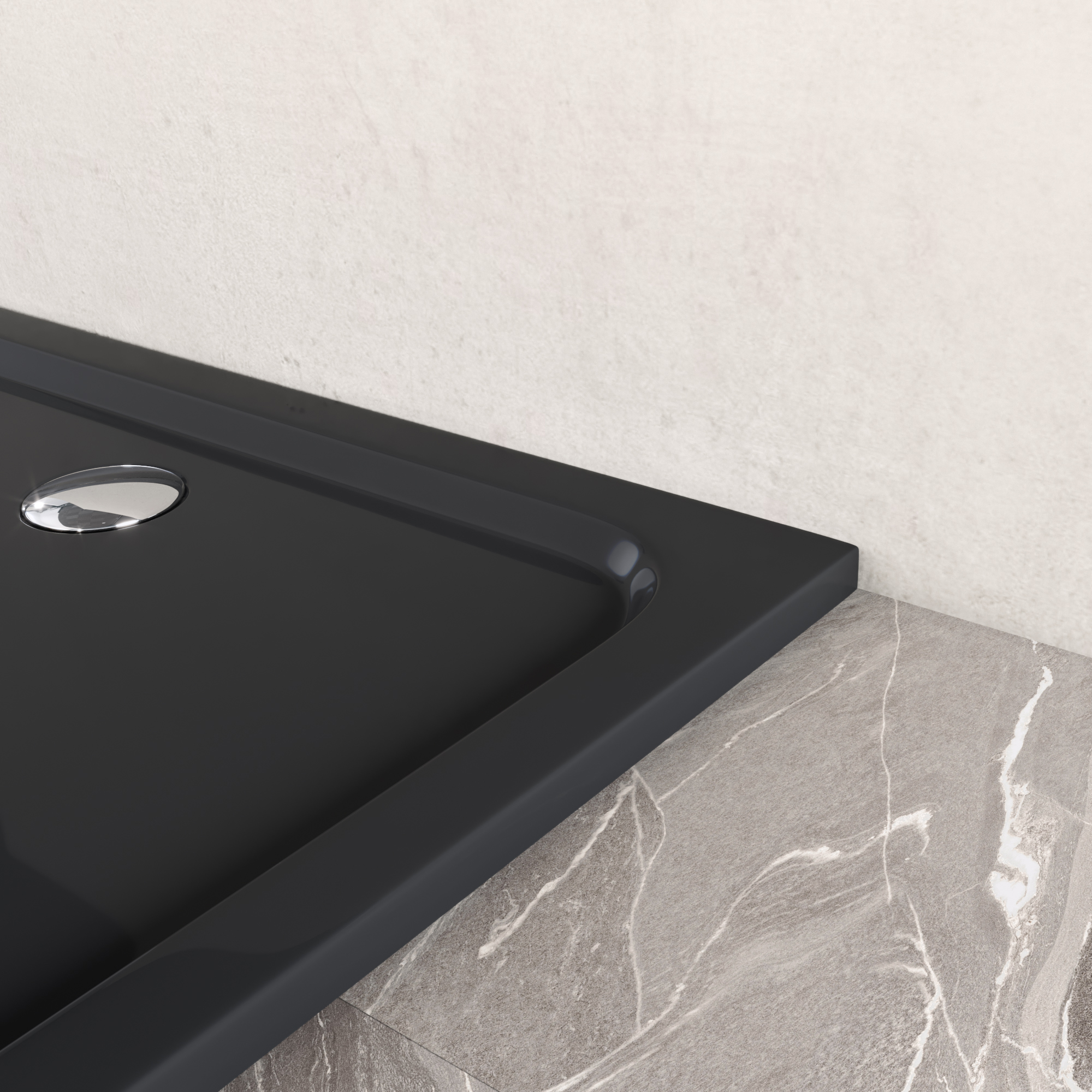 Duschwanne Shimmer aus Sanitäracryl inkl. Ablaufgarnitur - Schwarz Duschwanne Shimmer aus Sanitäracryl inkl. Ablaufgarnitur - Schwarz