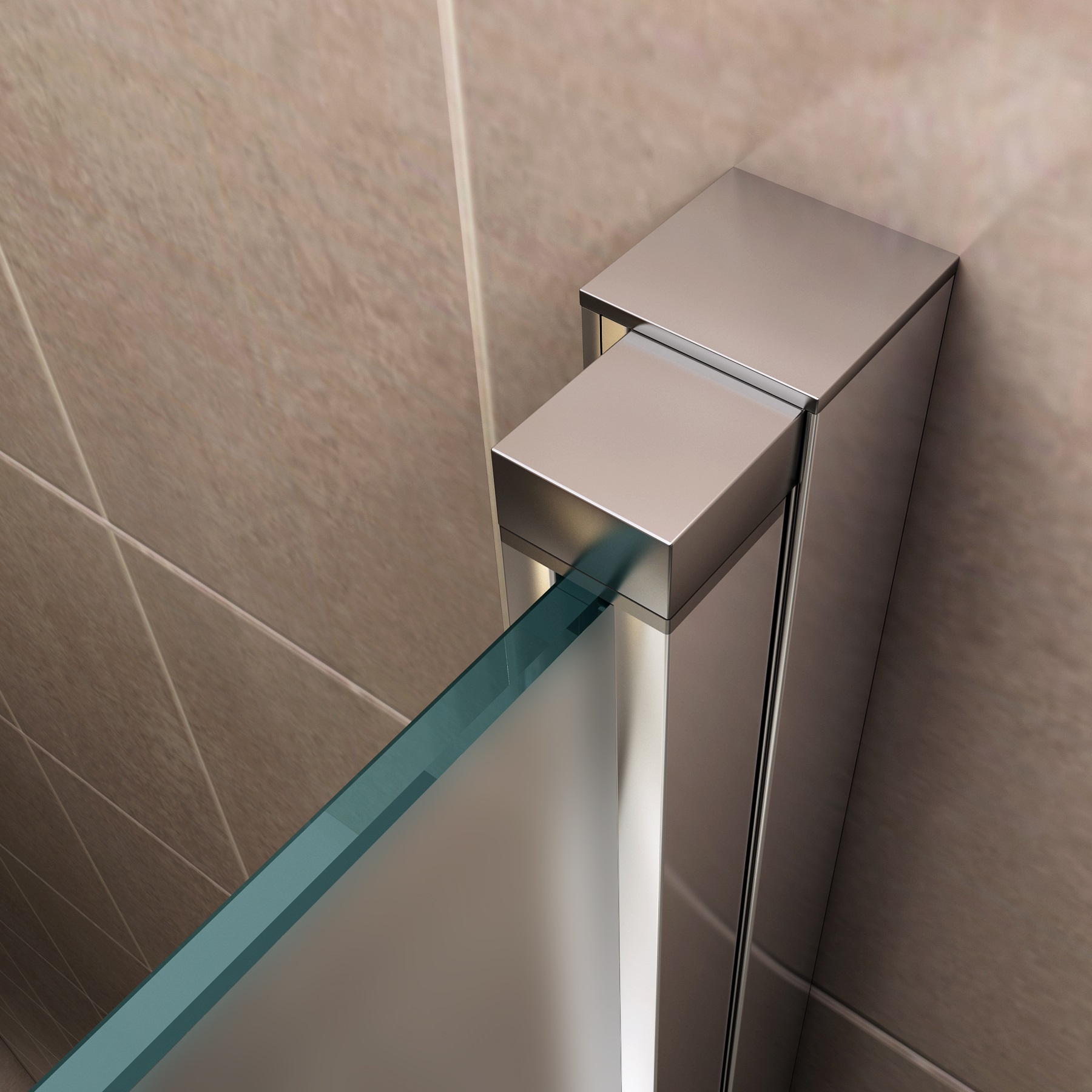 Duschtür Lara mit Pendeltüren und Edelstahlgriffe 68-140 cm aus satiniertem ESG Sicherheitsglas