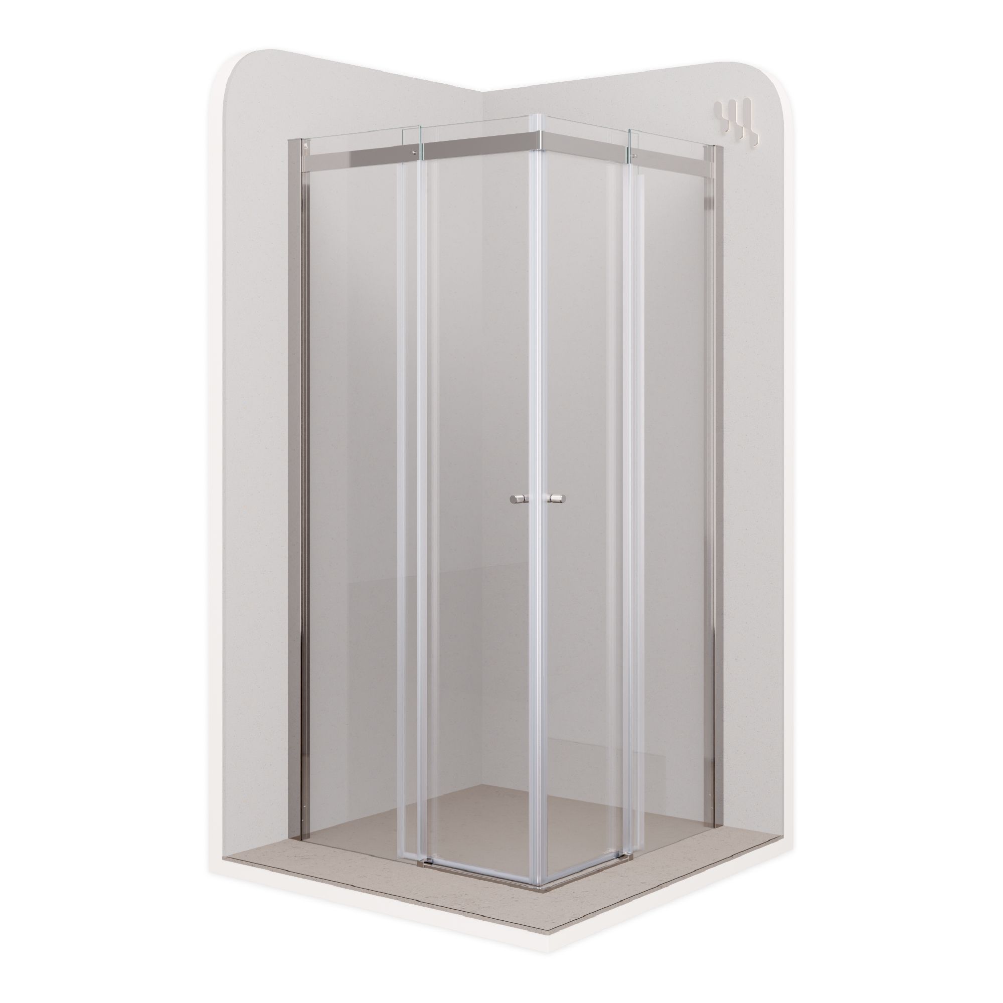 Corner Entry Kaylee with Sliding Doors Made of ESG Safety Glass Kaylee – Eckeinstieg mit Schiebetüren aus ESG Sicherheitsglas