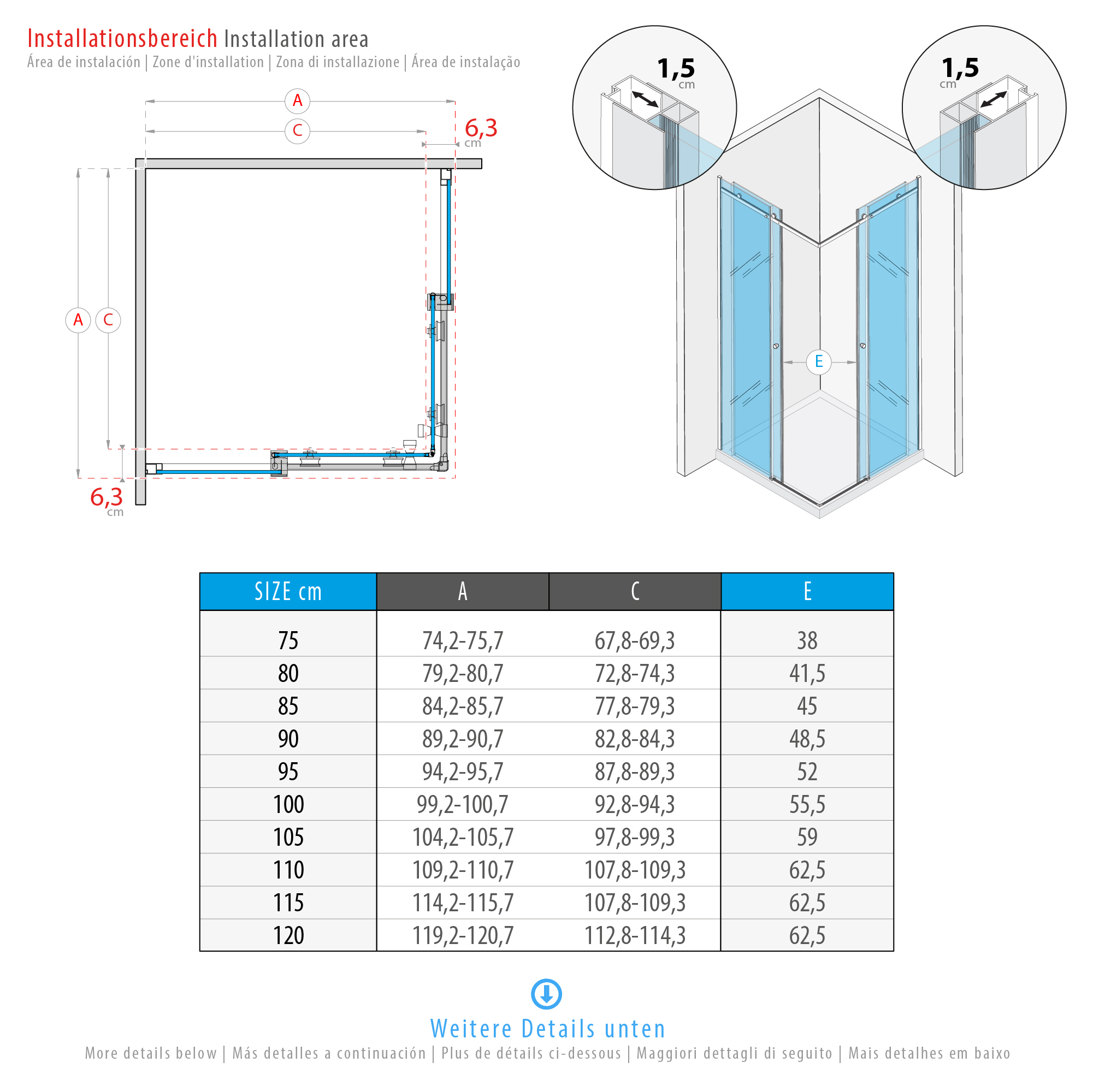 Eckeinstieg Anna mit Schiebetüren aus 8 mm ESG Sicherheitsglas Eckeinstieg Anna mit Schiebetüren aus 8 mm ESG Sicherheitsglas