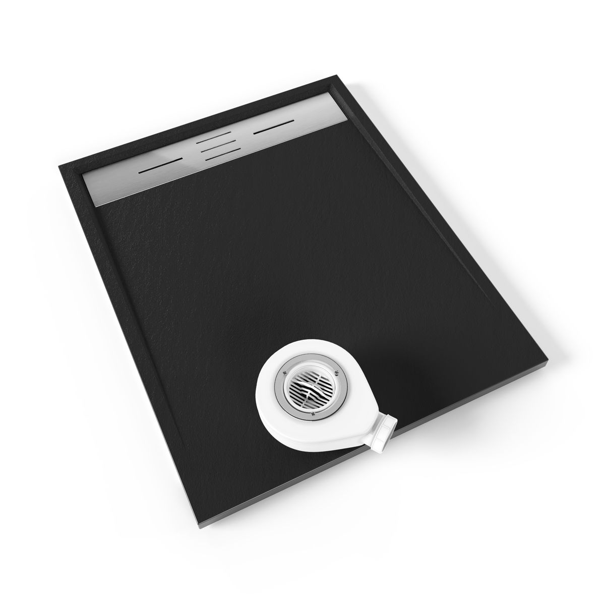 SMC Duschwanne Hiemal in Schieferoptik inkl. Ablaufgarnitur Schwarz mit Edelstahldeckel 70x100 cm SMC Duschwanne Hiemal in Schieferoptik inkl. Ablaufgarnitur Schwarz mit Edelstahldeckel 90x120 cm