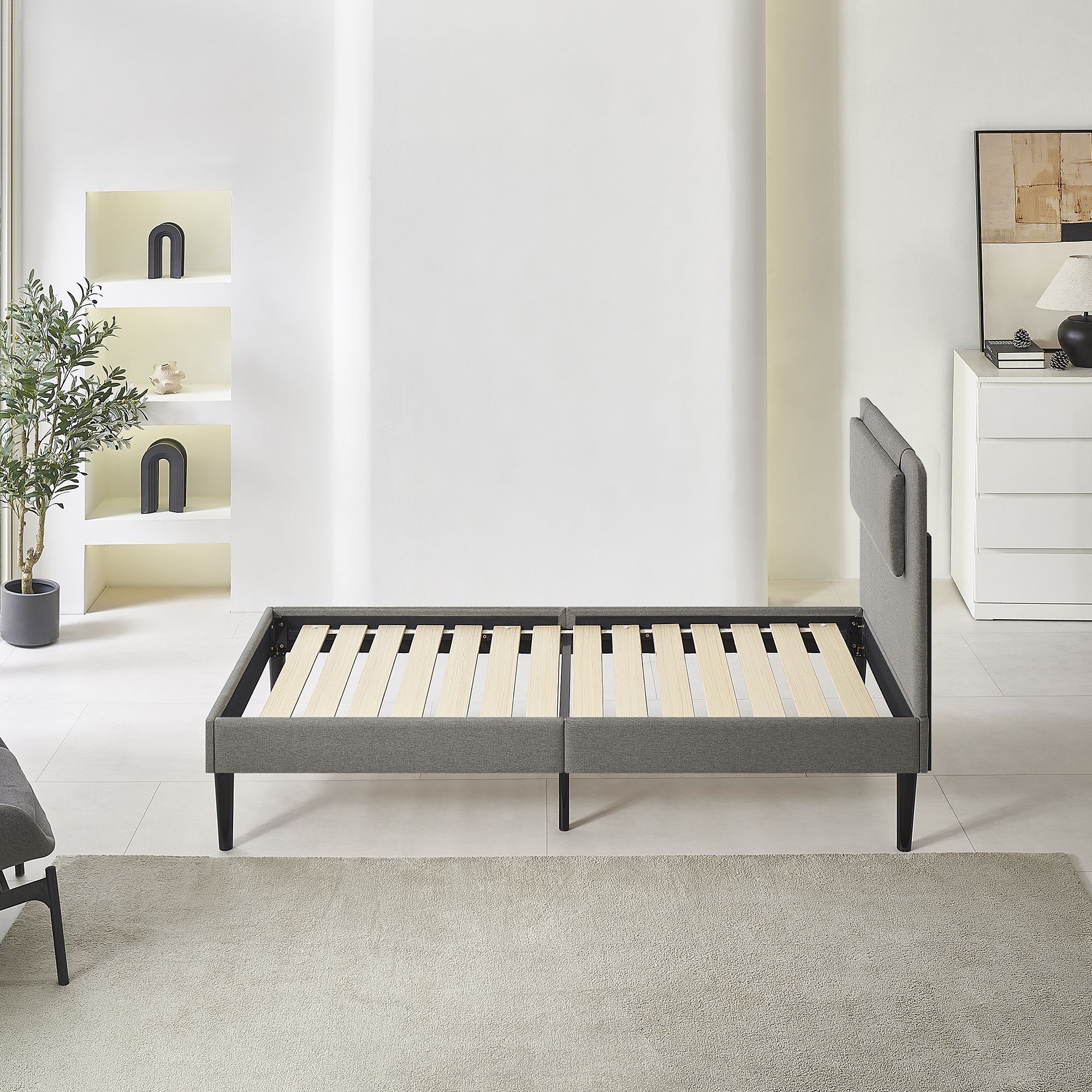 Design Polsterbettt Emily in Grau Design Polsterbettt Emily in Beige 90cm-200cm