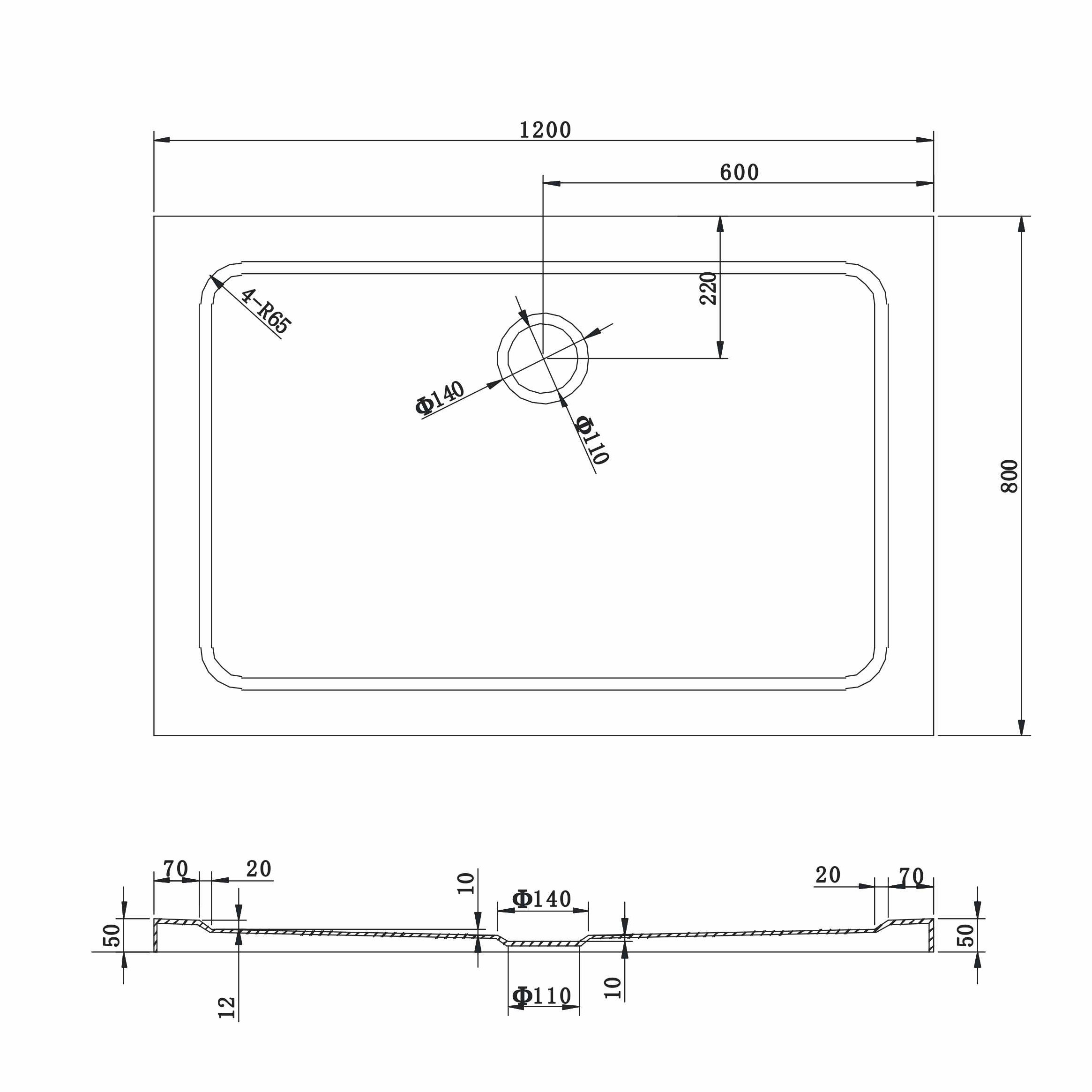Shower Tray Maja made of sanitary acrylic including waste fitting - White Shower Tray Maja made of sanitary acrylic including waste fitting - White