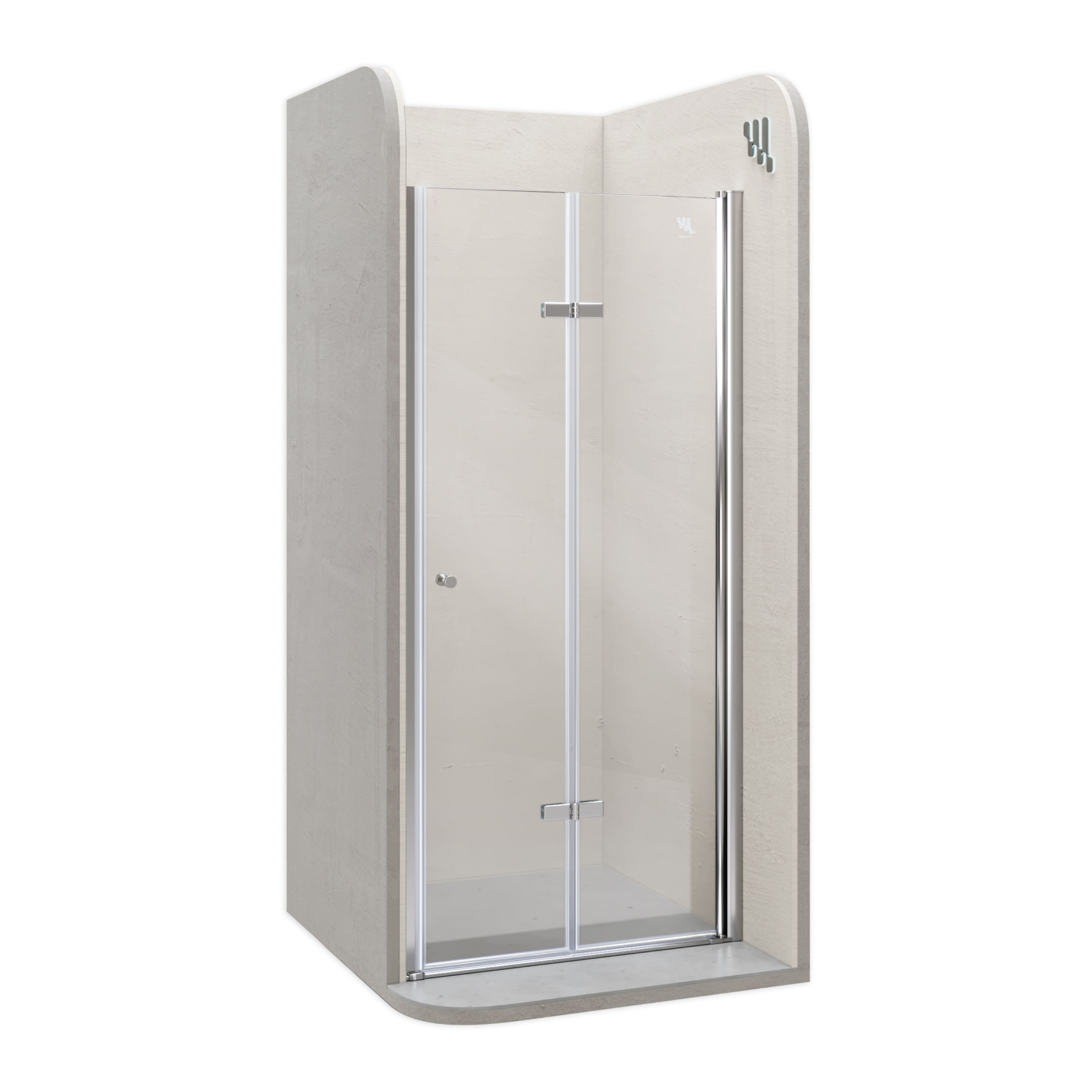Shower Door Mila with Folding Door made of Clear ESG Safety Glass