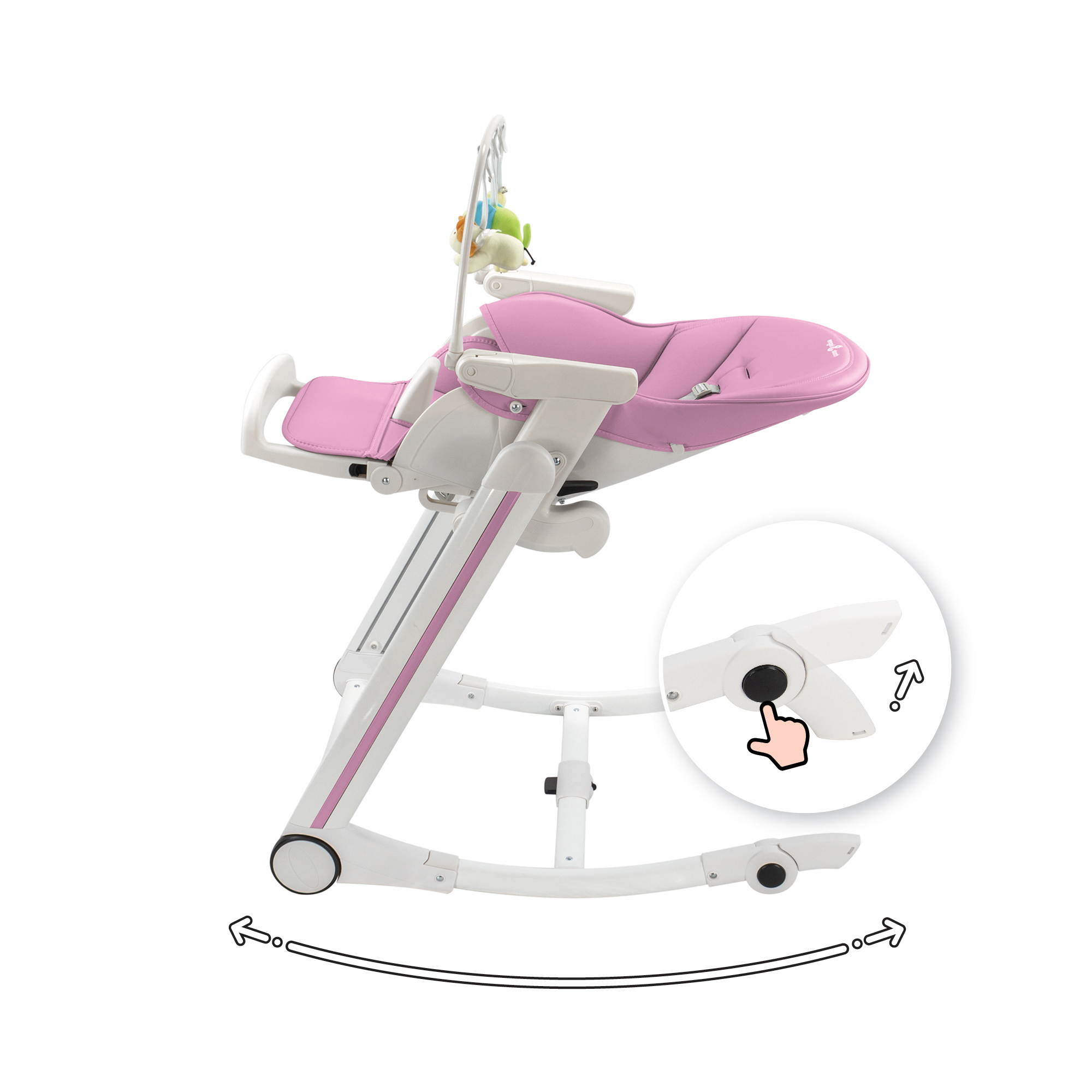 ADELLE – Child High Chair Adjustable and Foldable with Play Arch