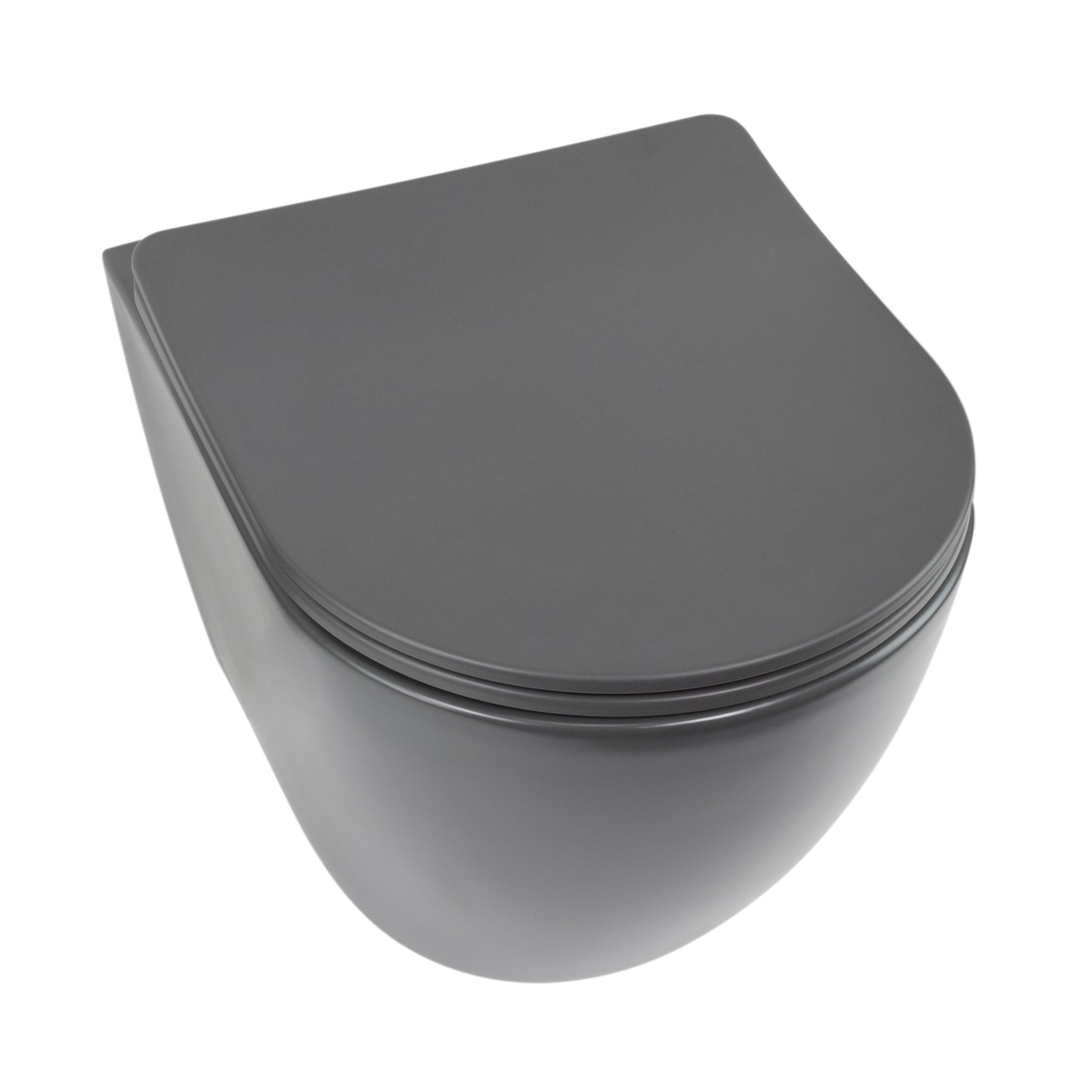 Toilette Hänge WC Spülrandlos inkl. WC Sitz mit Absenkautomatik SOFTCLOSE Franco Grau