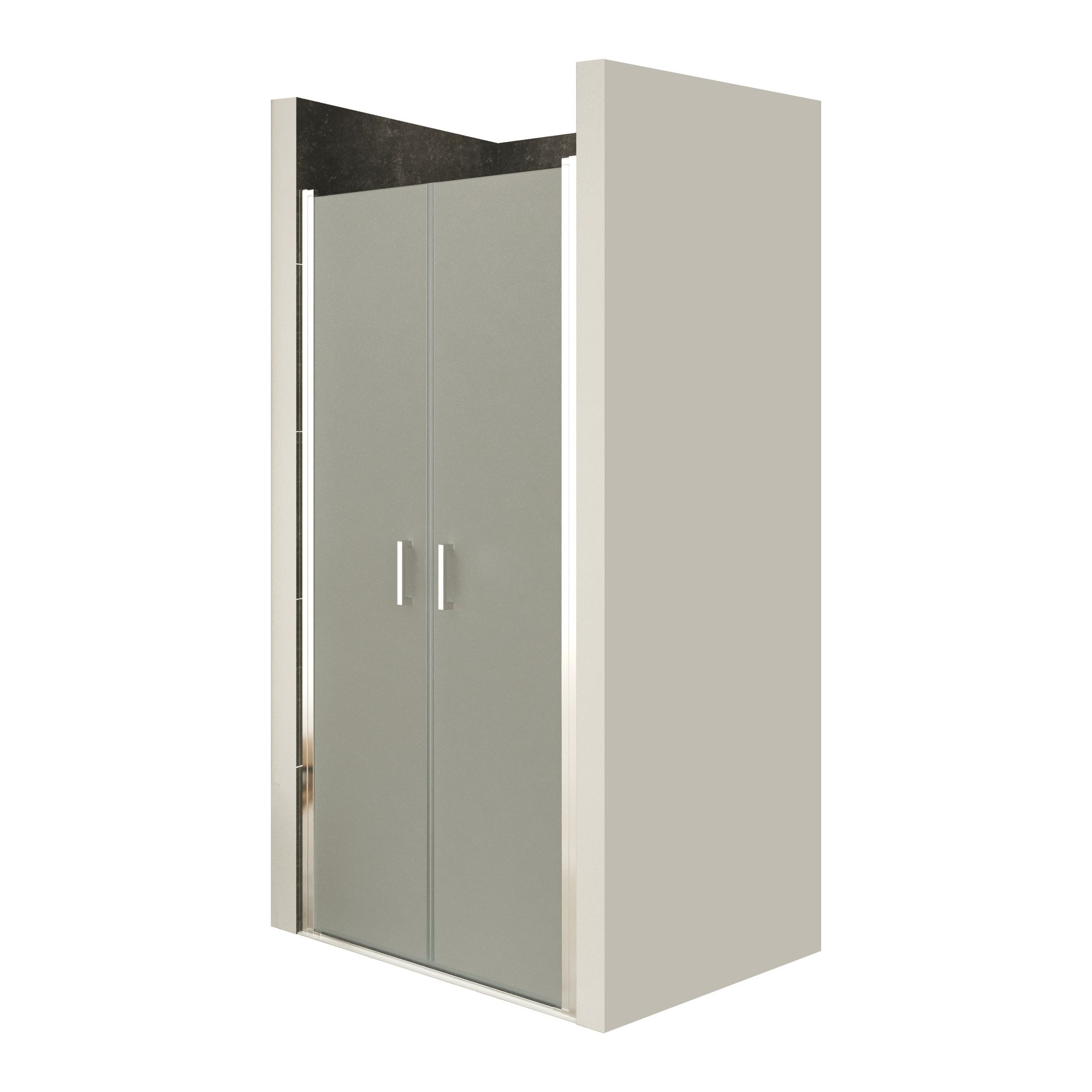 Shower Door Lara with Hinged Doors and Stainless Steel Handles, 68-104 cm, made of Frosted ESG Safety Glass Shower Door Lara with Hinged Doors and Stainless Steel Handles, 68-104 cm, made of Frosted ESG Safety Glass