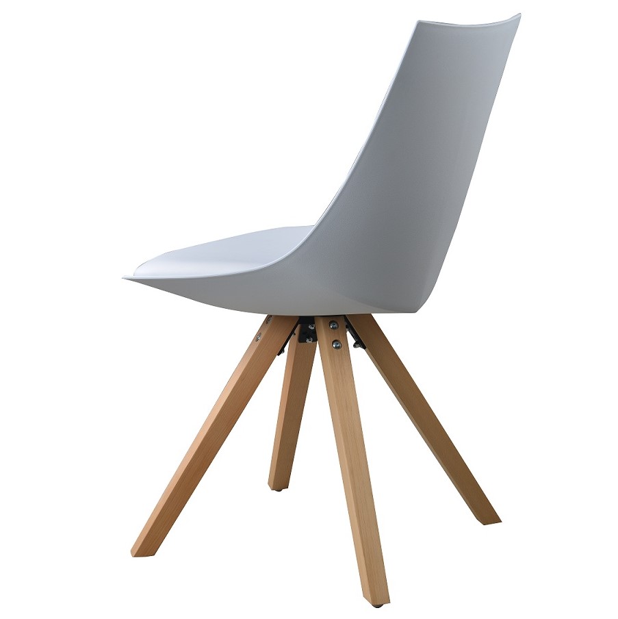 Esszimmerstuhl Gusto Weiß Küchenstuhl aus Holz mit Sitzschale + Sitzkissen aus Kunstleder 8 Stück