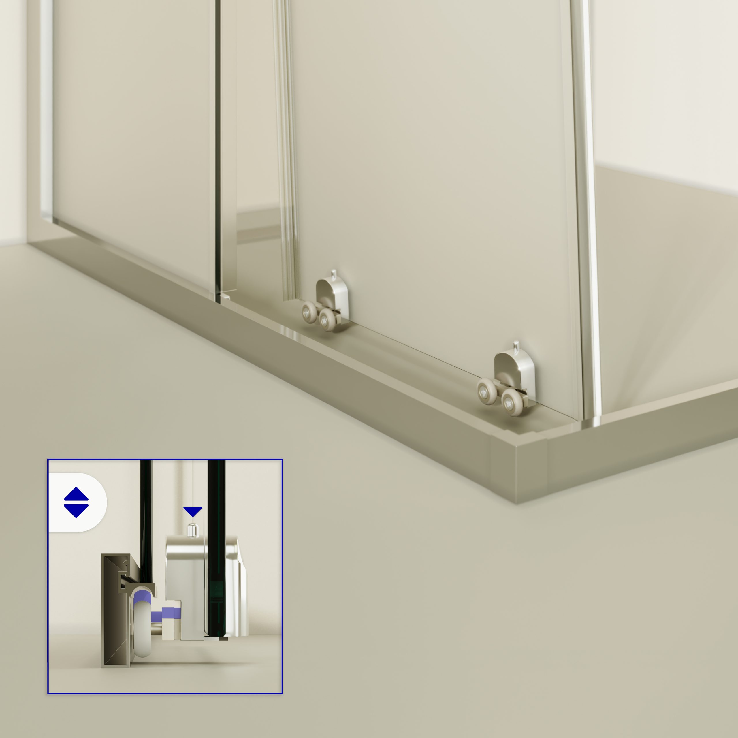 Corner Entry Diana with Sliding Doors made of Satin-Finished ESG Safety Glass