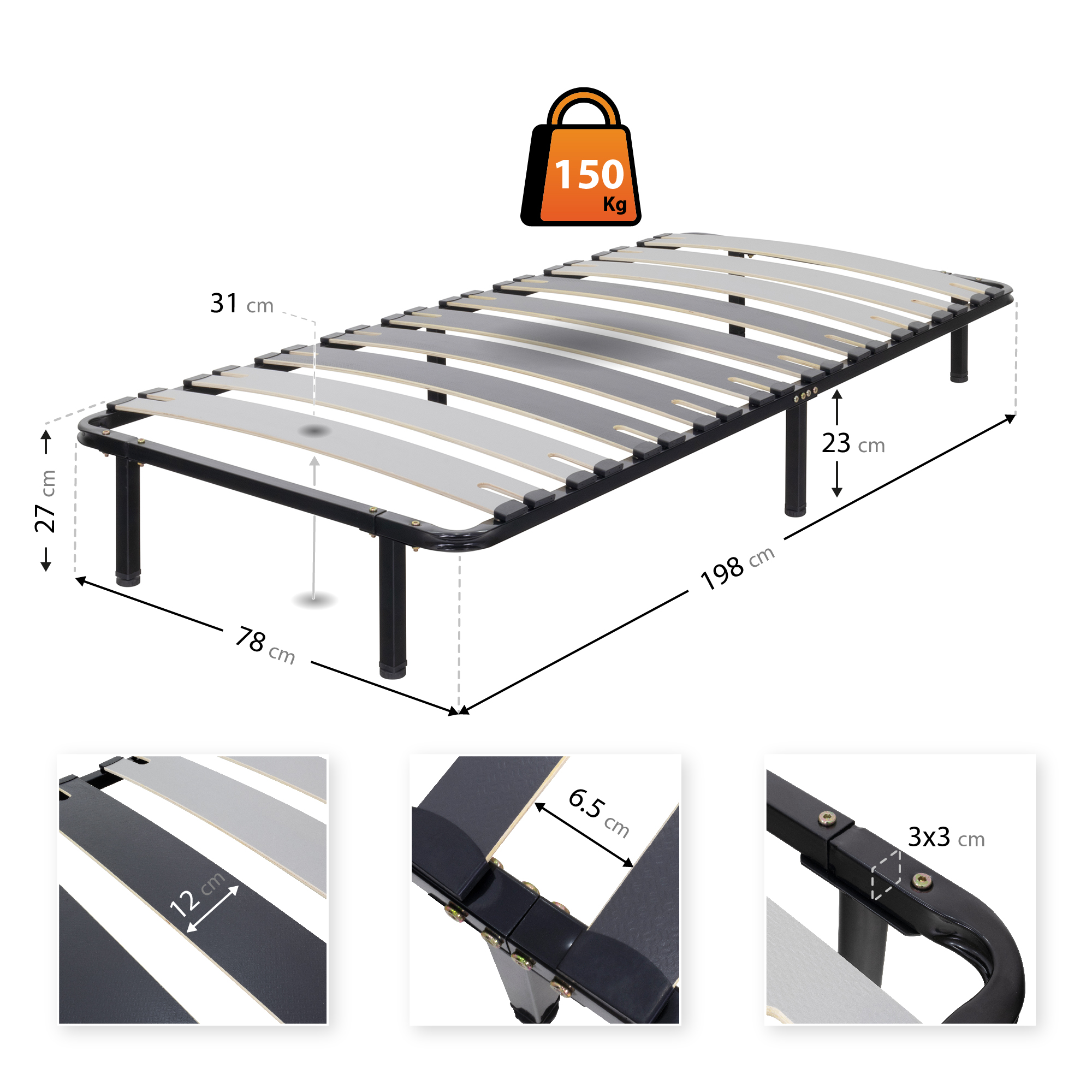 Metallbett Deck mit Breiten Latten für alle Betten und Matratzen geeignet 80x200 cm Metallbett Deck mit Breiten Latten für alle Betten und Matratzen geeignet 80x200 cm
