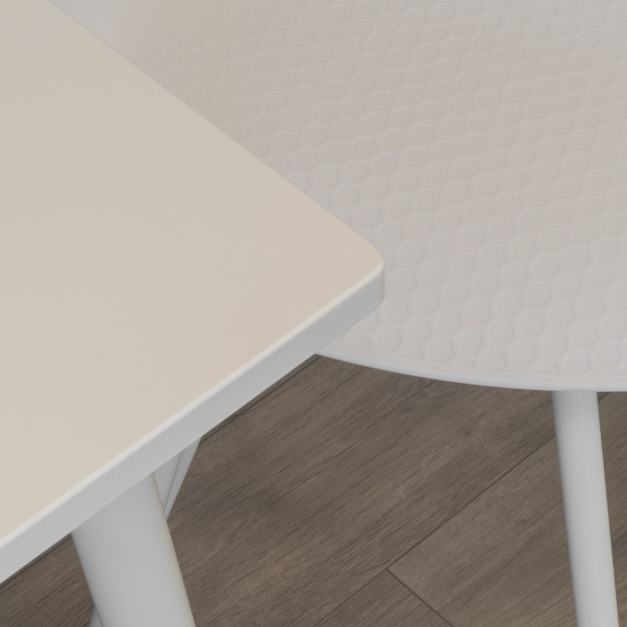 Set Tisch Edward + 4 Stühle Pollok Weiß