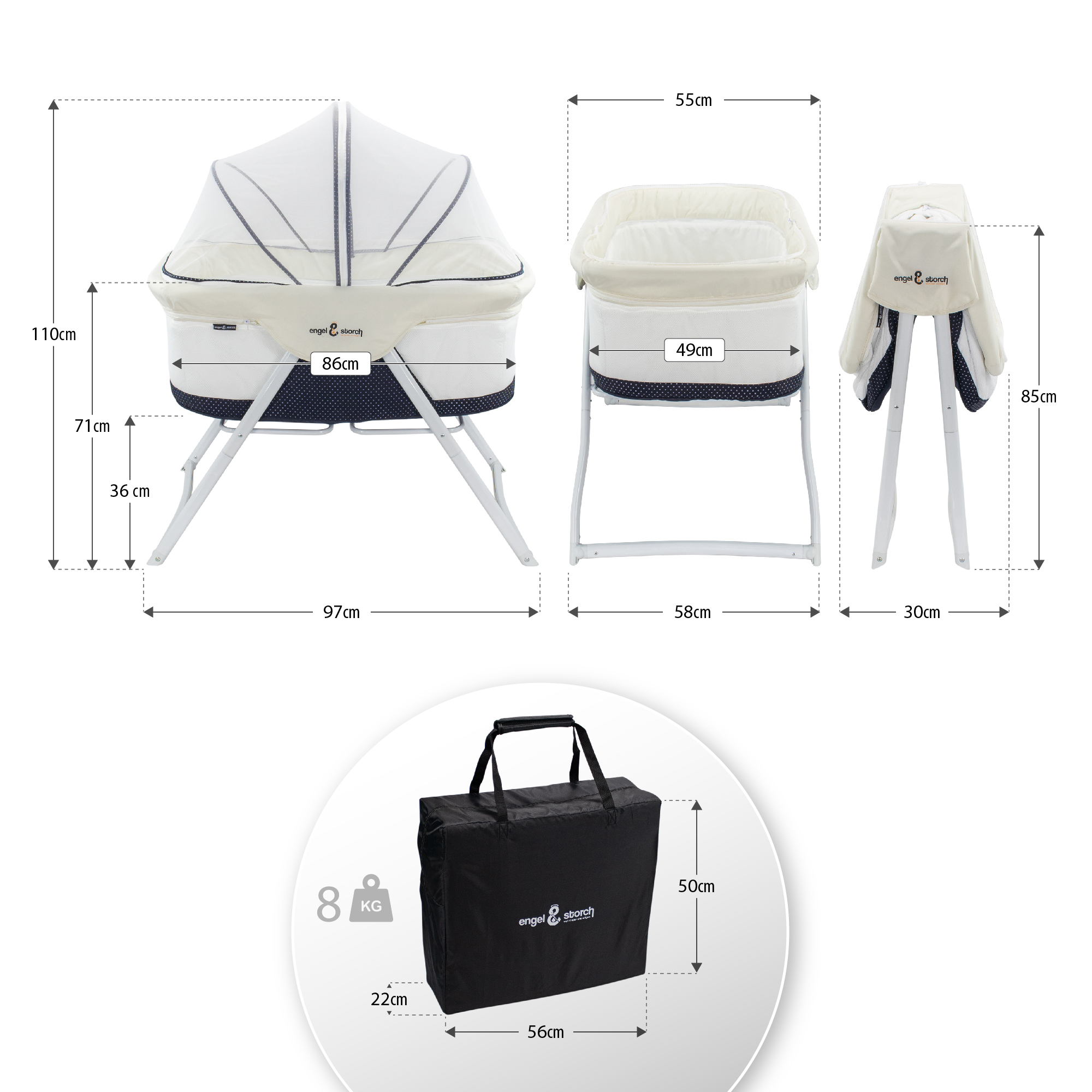 Reisebett BEBITO inkl. Moskitohaube und Tragetasche