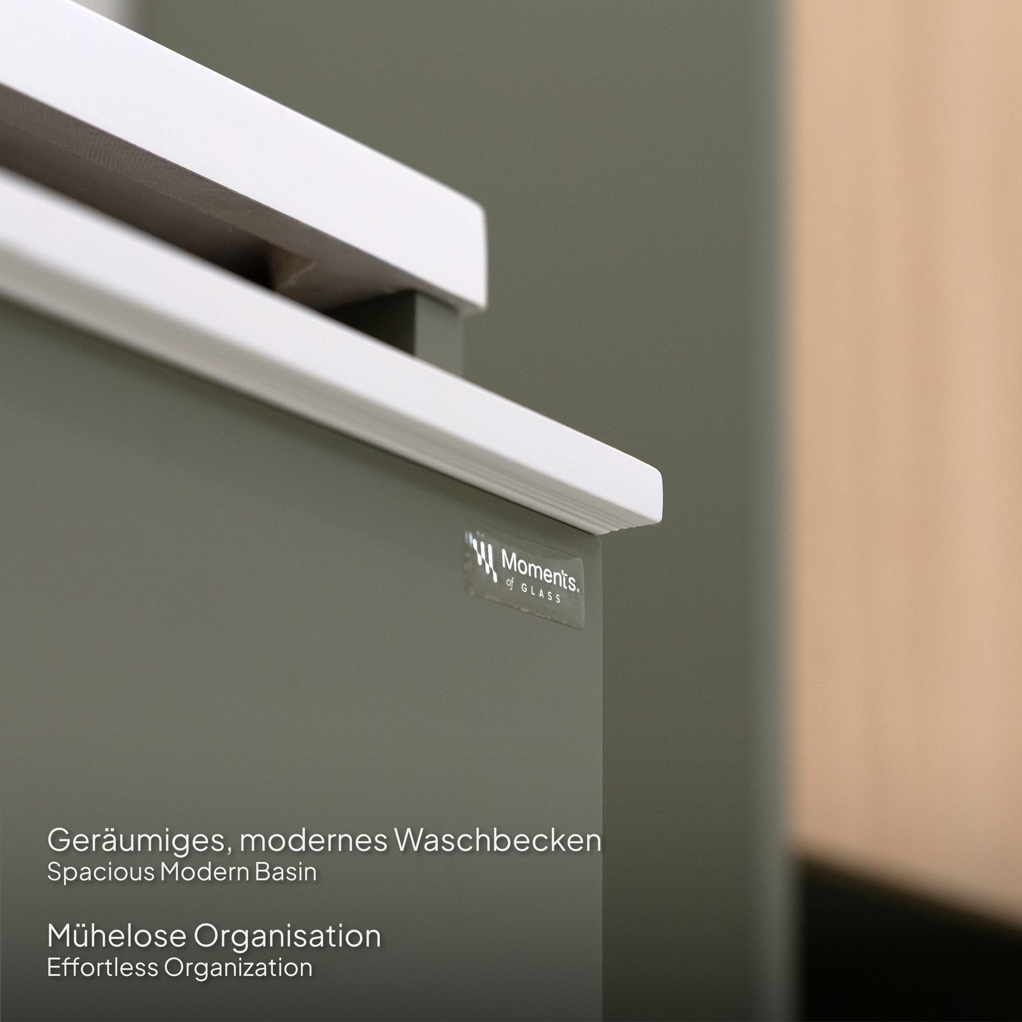 Badezimmermöbel Nereia – 100 cm Unterschrank Eiche hell + LED-Rundspiegel