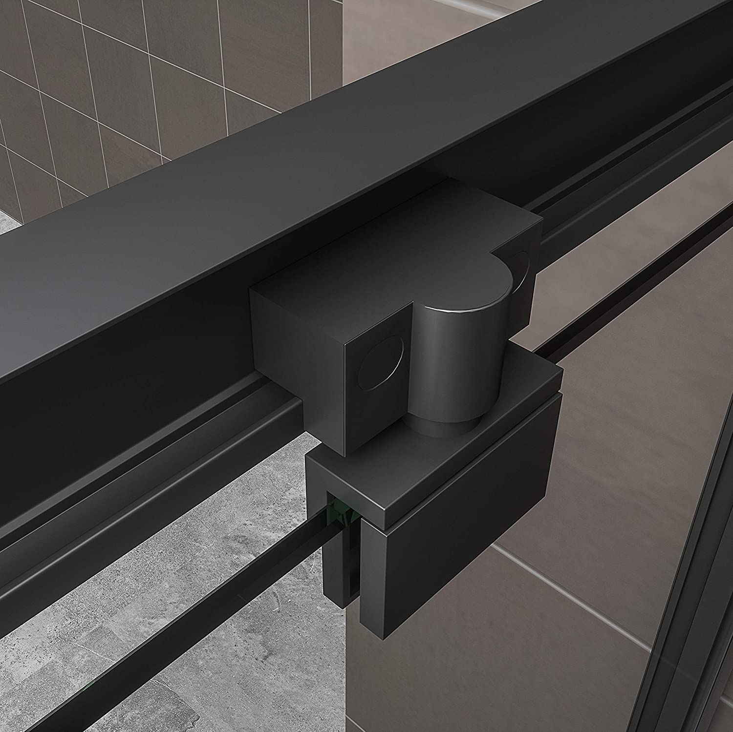 Fronteinstieg Isadora mit Klapptür und schwarzen Profilen aus ESG Sicherheitsglas Fronteinstieg Isadora mit Klapptür und schwarzen Profilen aus ESG Sicherheitsglas