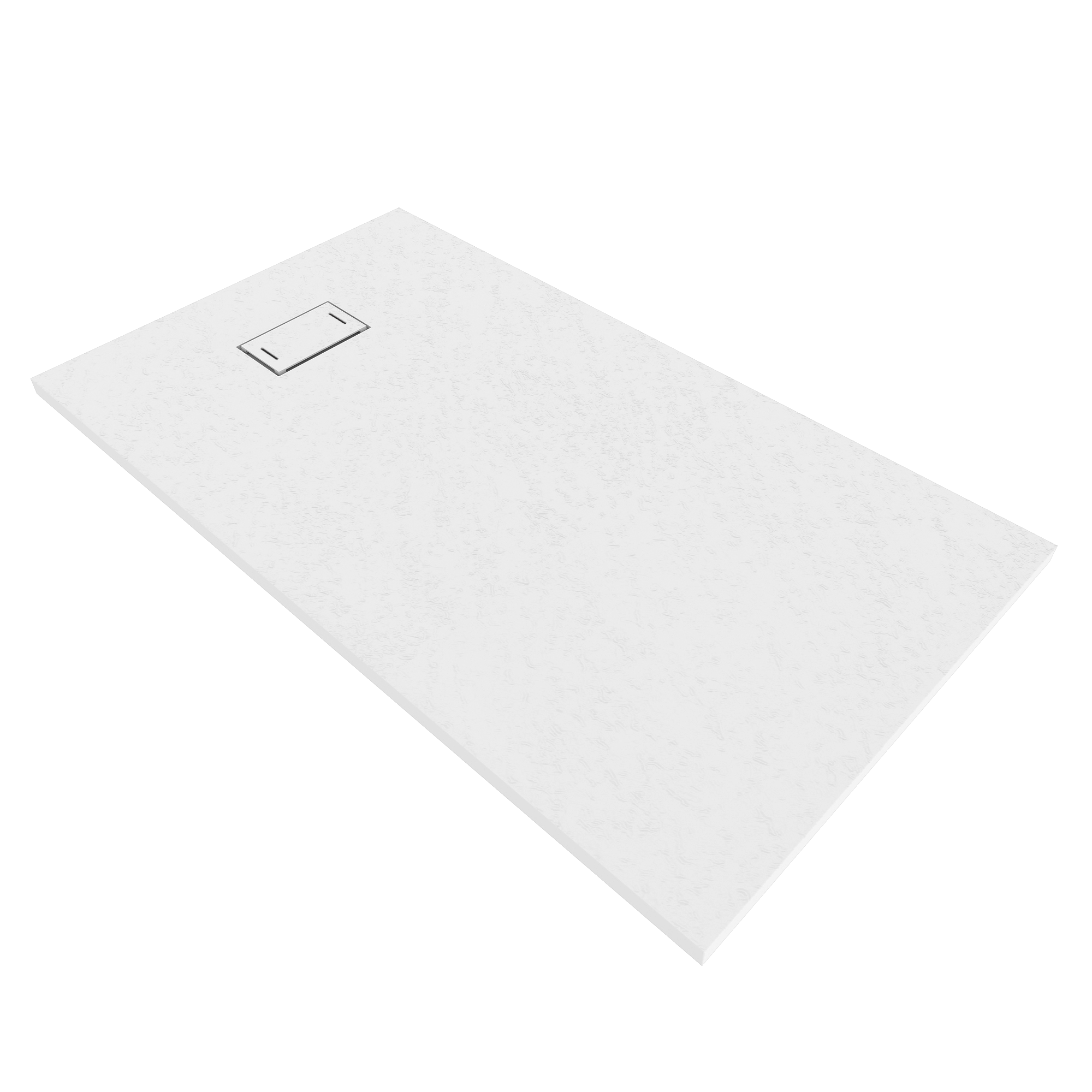 SMC Boreal Shower Tray in Stone Look with Drain Assembly - White