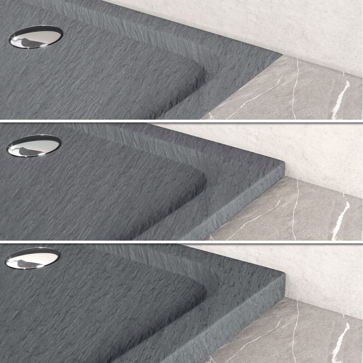 Duschwanne Shimmer STONE aus Sanitäracryl inkl. Ablaufgarnitur - Grau Duschwanne Shimmer STONE aus Sanitäracryl inkl. Ablaufgarnitur - Grau 80x120 cm