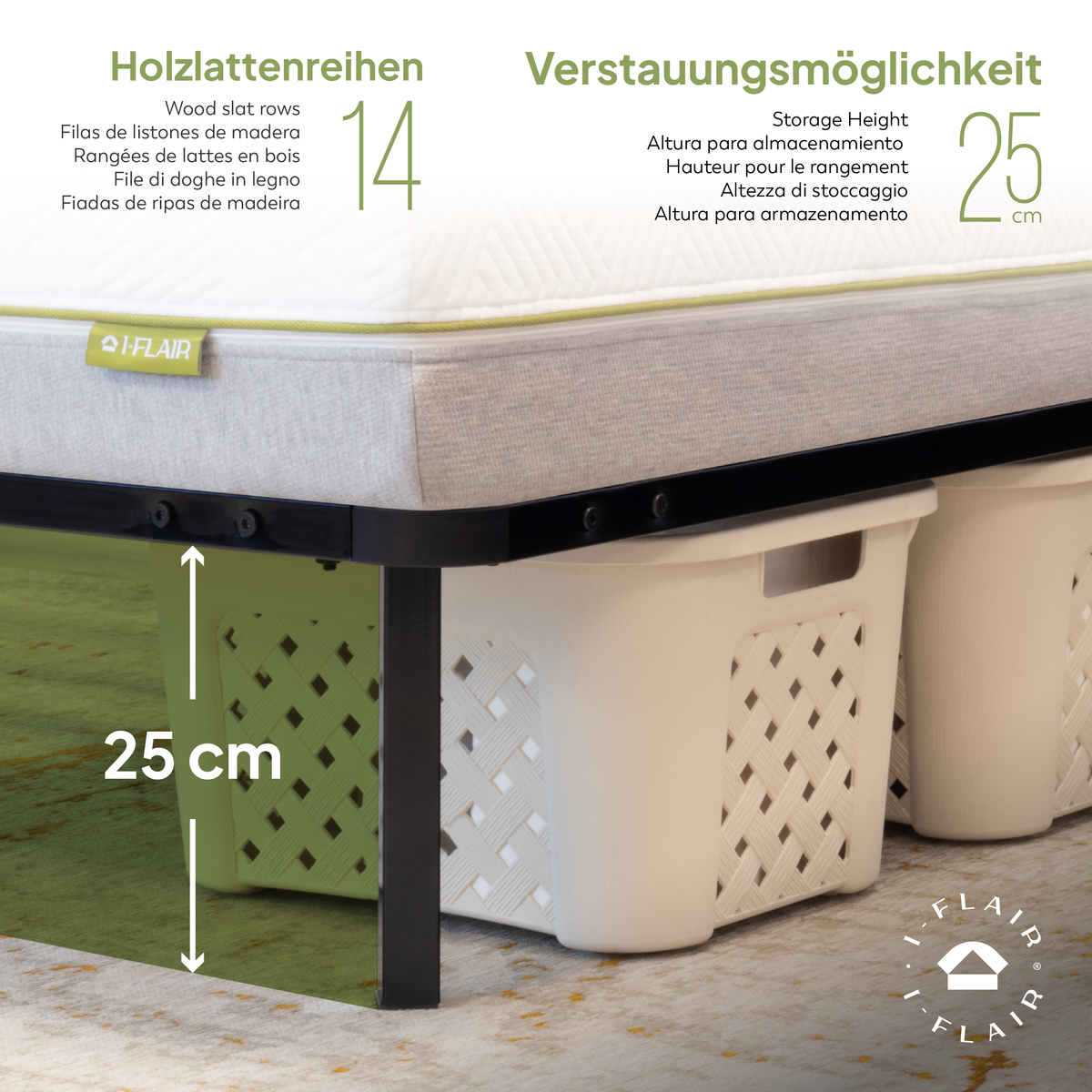 Gästebett Metallbett Namara Black mit Stauraum Metal – Guest Bed Bed Namara Black with Storage